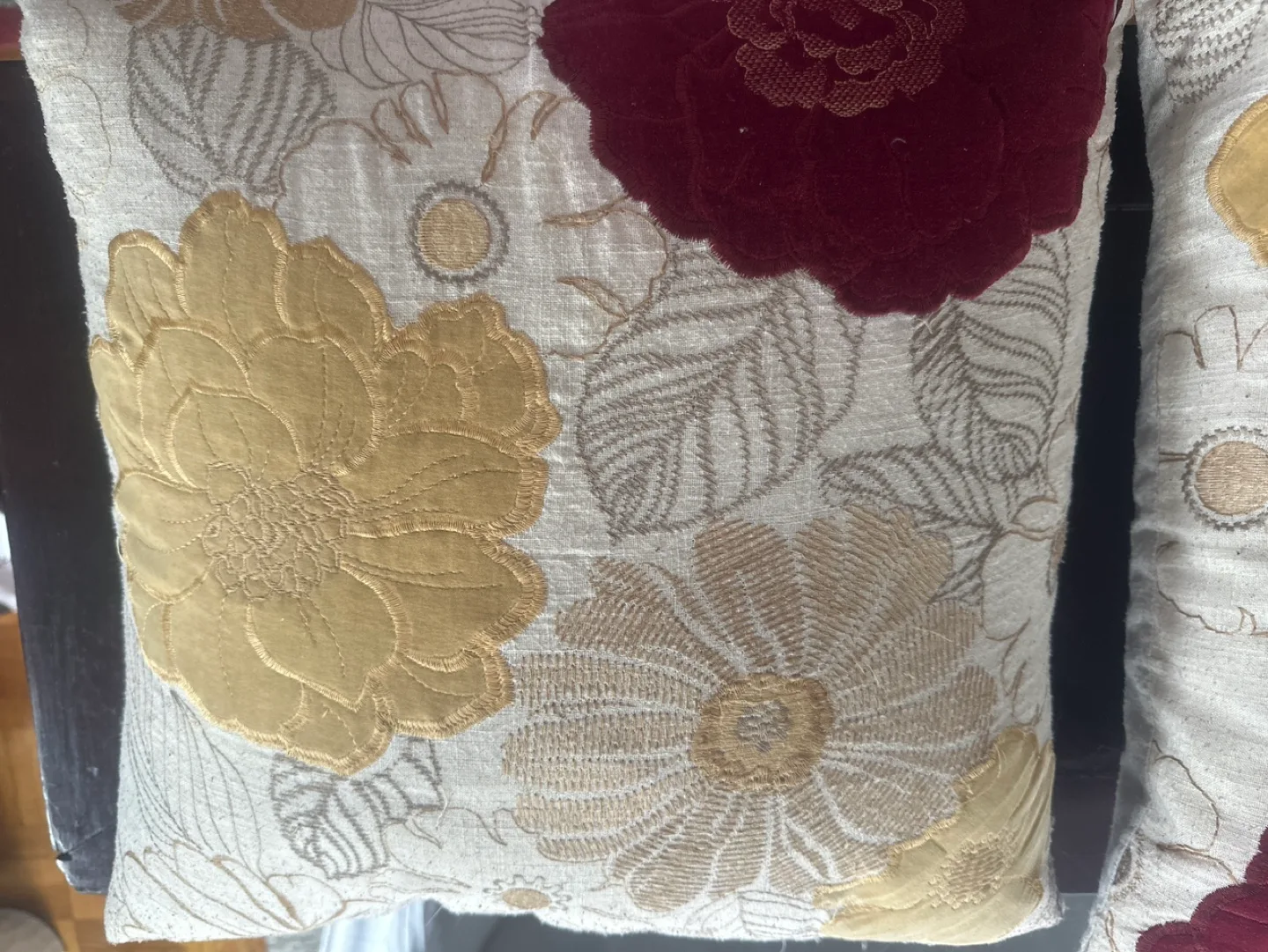 Embroidered Floral Throw Pillows Covers Set of Two