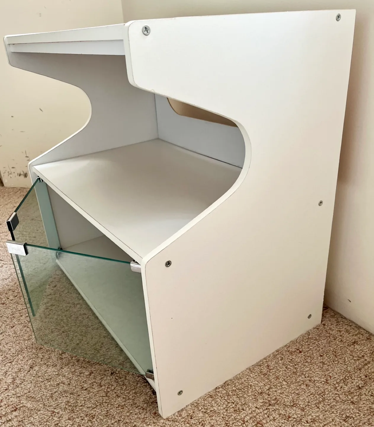 White Wooden Stand with Glass Doors image indicator(6)