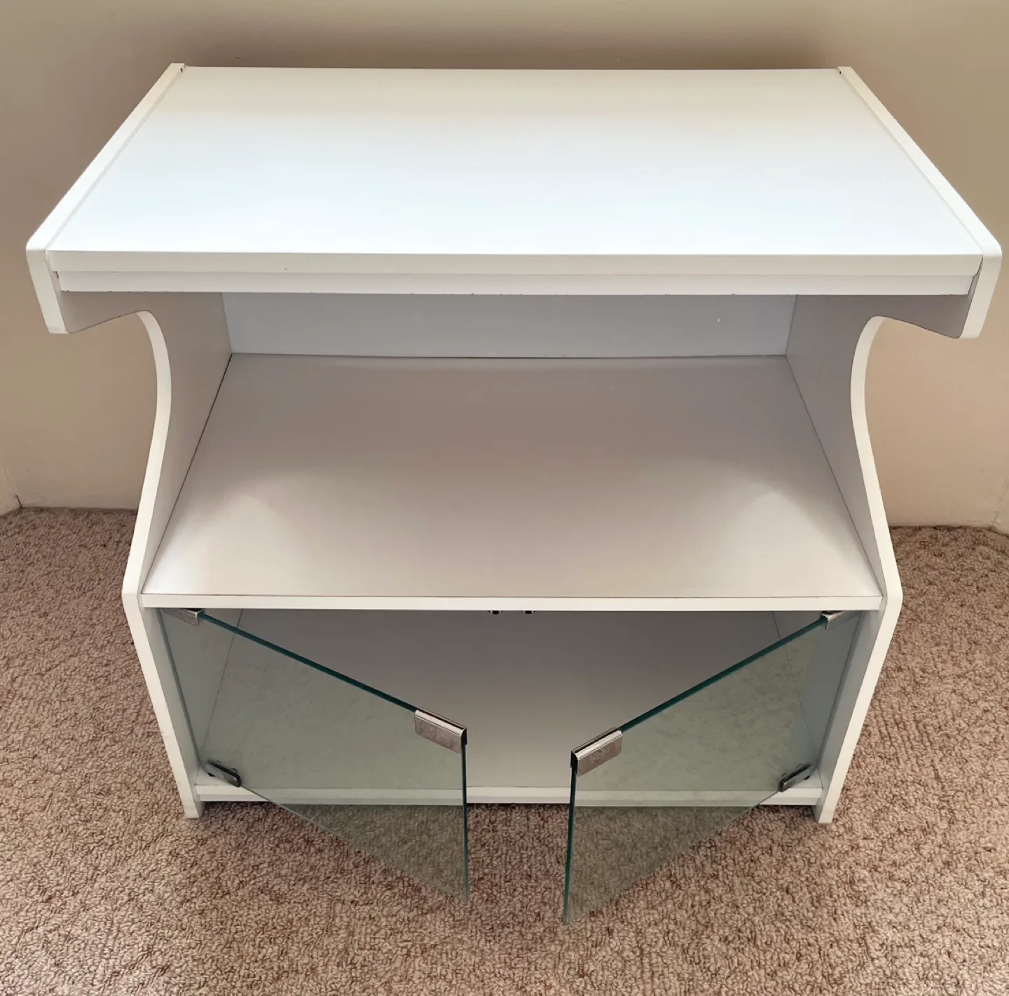 White Wooden Stand with Glass Doors image indicator(5)