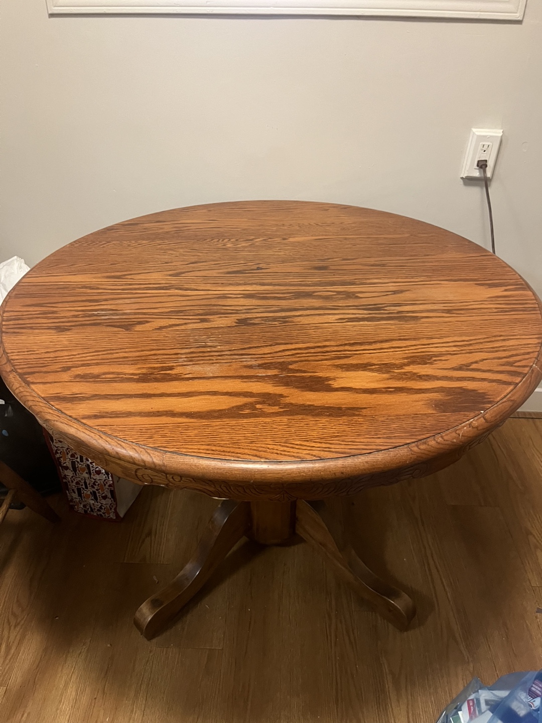 Round Wooden Dining Table with Leaf and Matching Chairs - photo 2