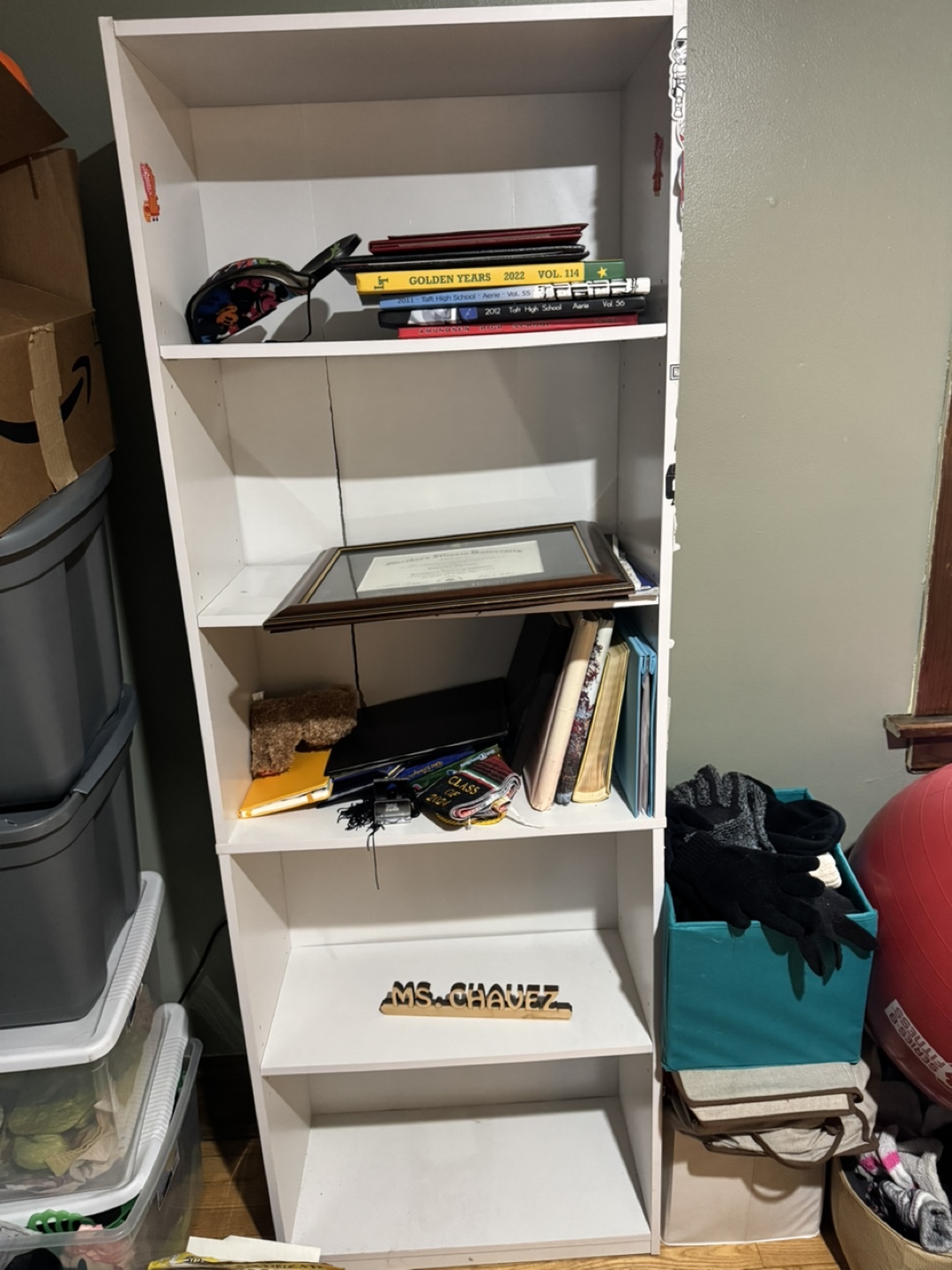 White Bookshelf with Stickers