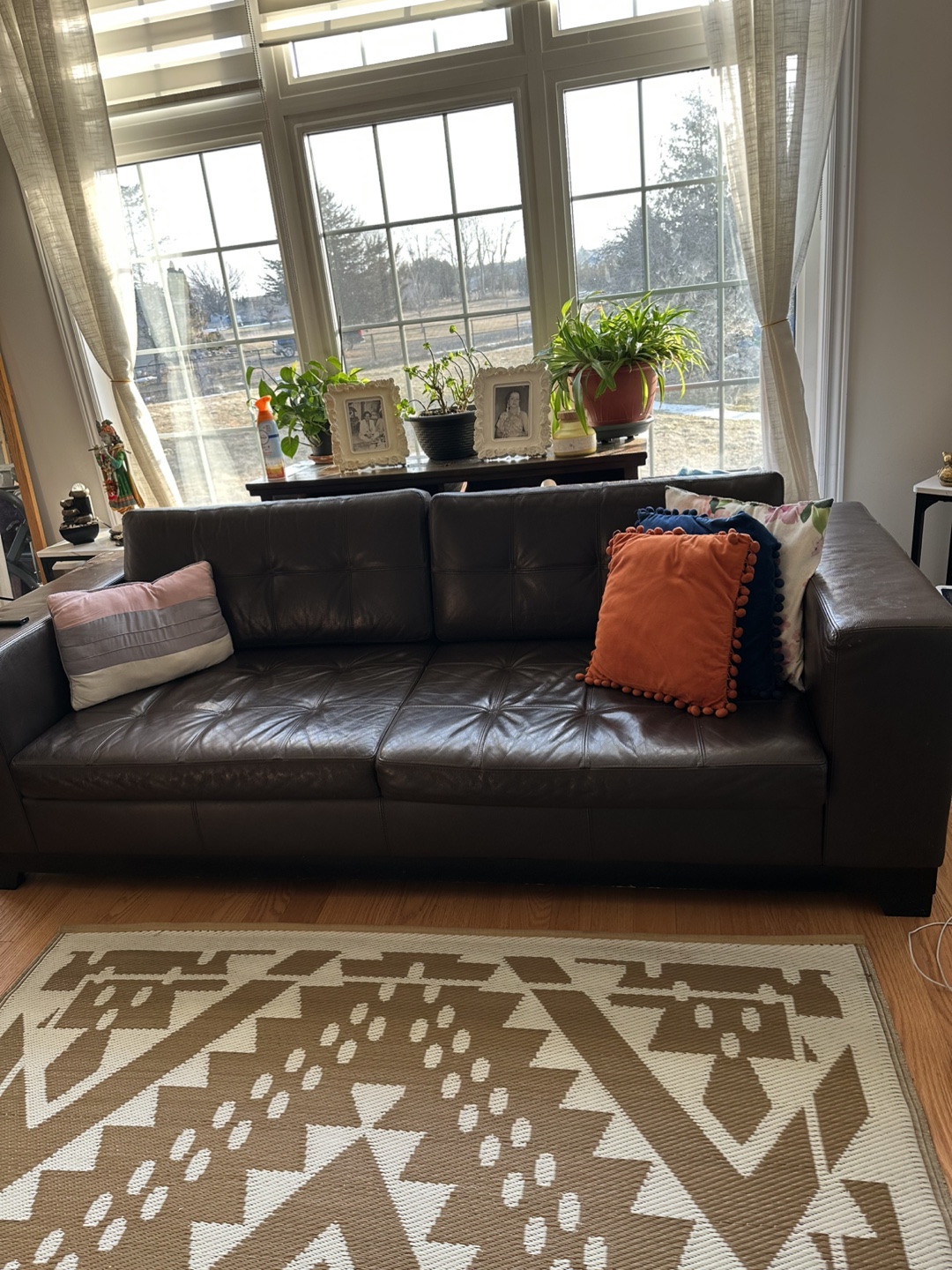 Brown Leather Sofa 1pc - photo 3