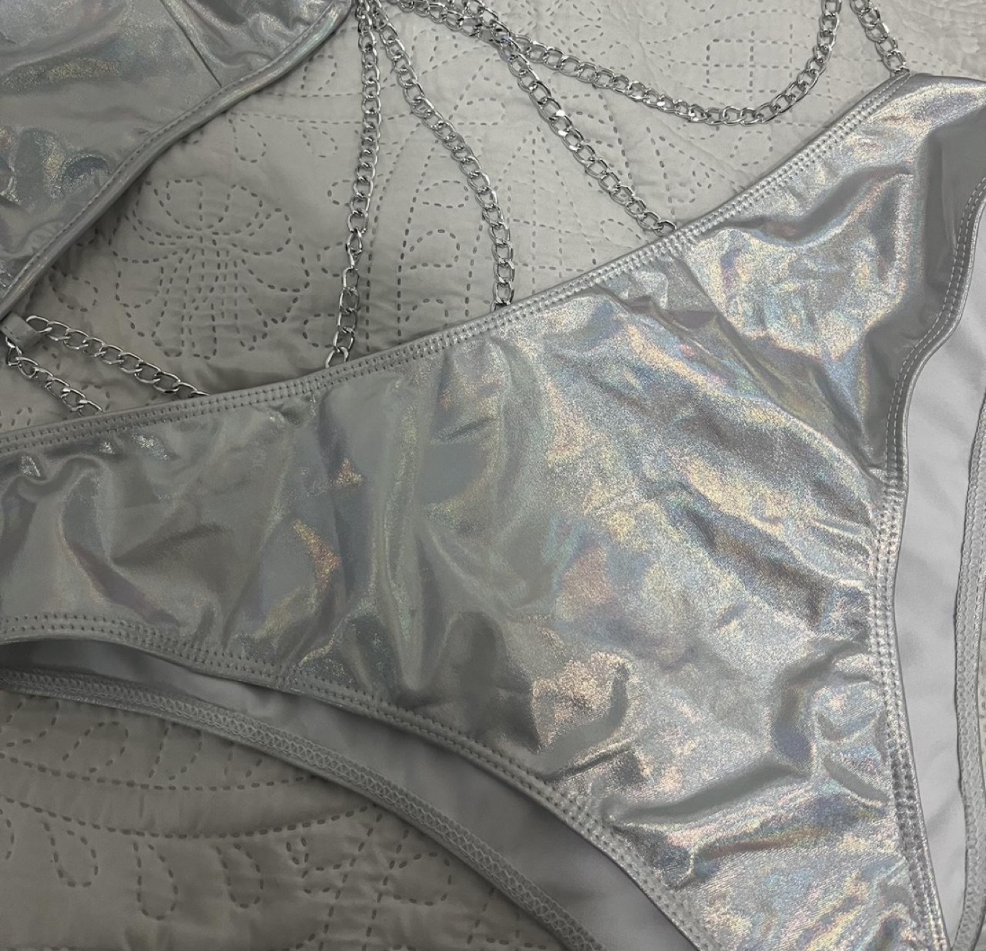 Silver Chain Detail Cut-Out Monokini #freecycle - photo 2