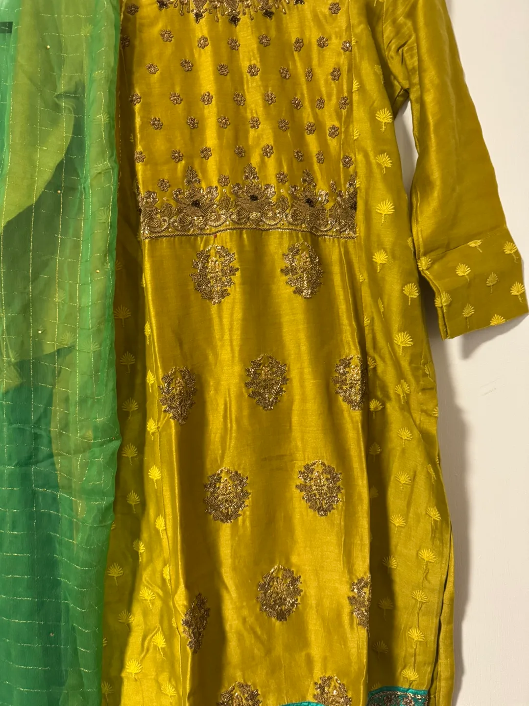 Beautiful Mustard Yellow Embroidered 3-Piece Suit thumbnail