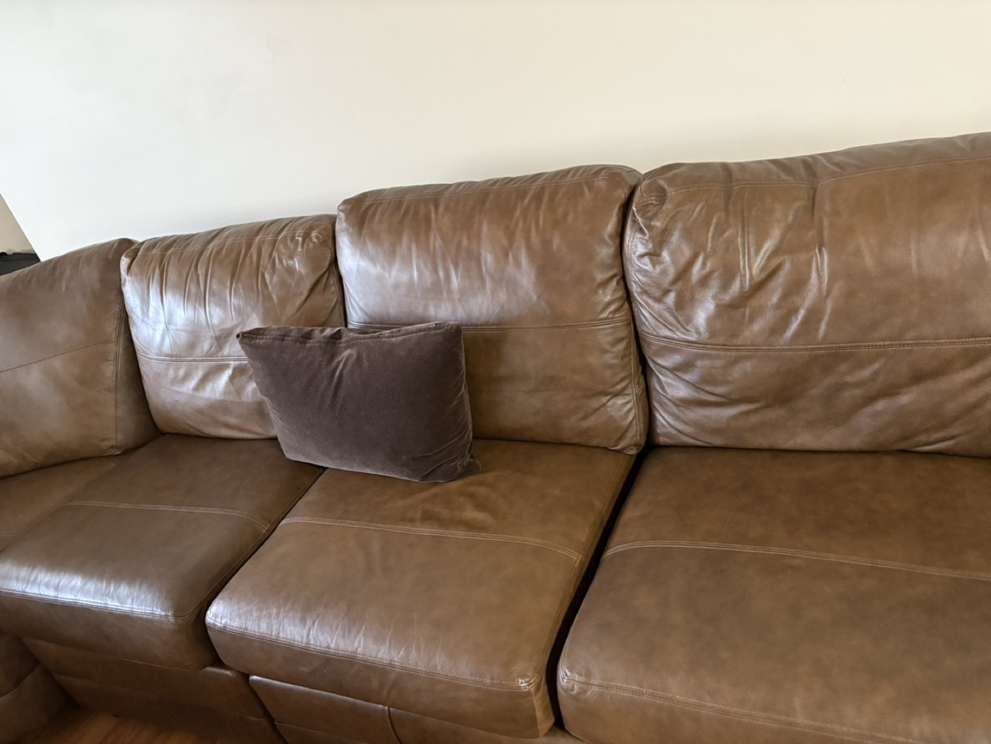 Brown Leather Sectional Sofa - photo 4