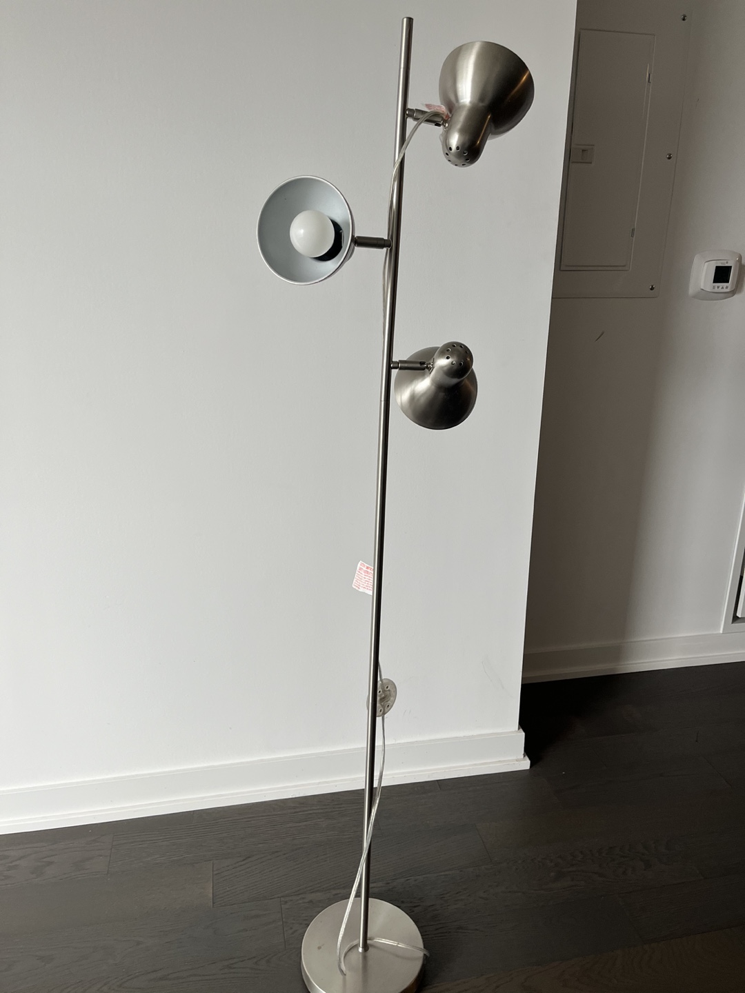 Modern Brushed Nickel Three-Light Floor Lamp
