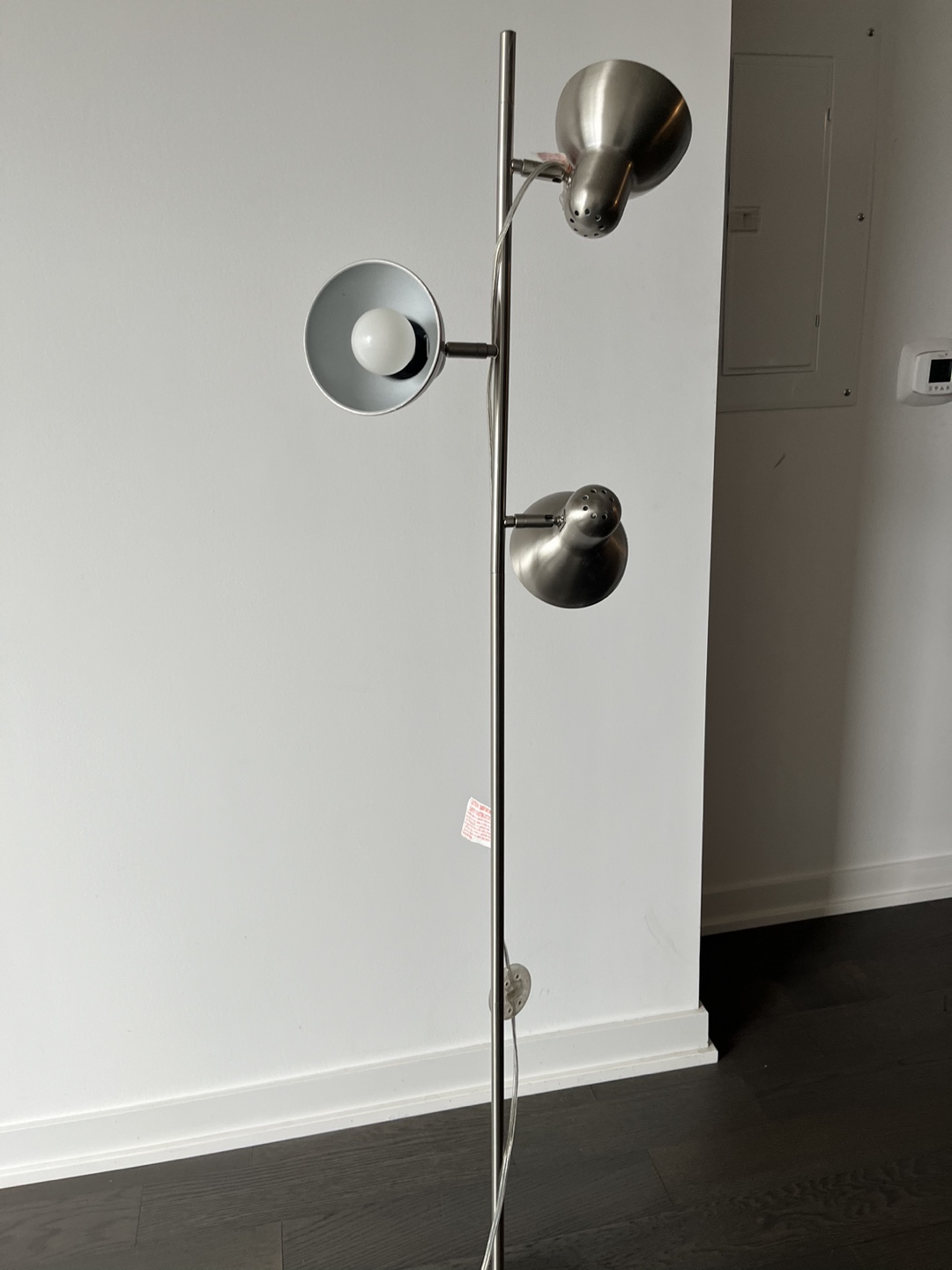 Modern Brushed Nickel Three-Light Floor Lamp - photo 2