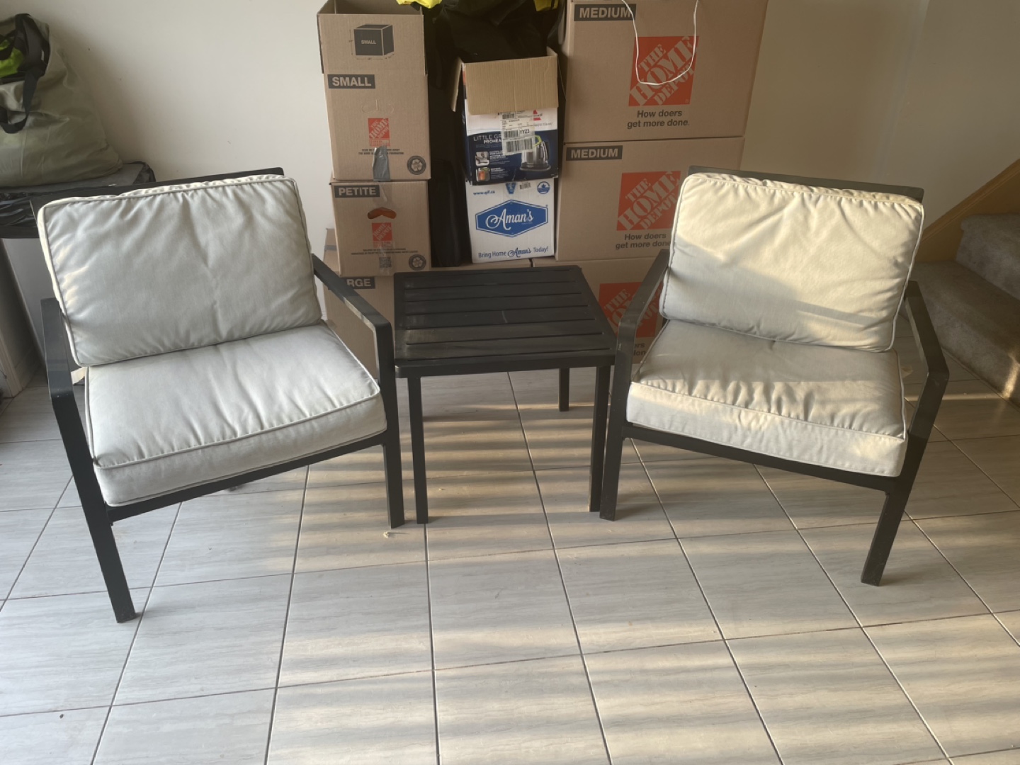 Outdoor Patio Furniture Set - 2 Chairs & Side Table
