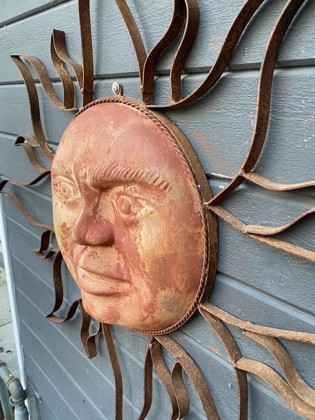 Rustic Metal Sun Face Wall Decor - photo 3