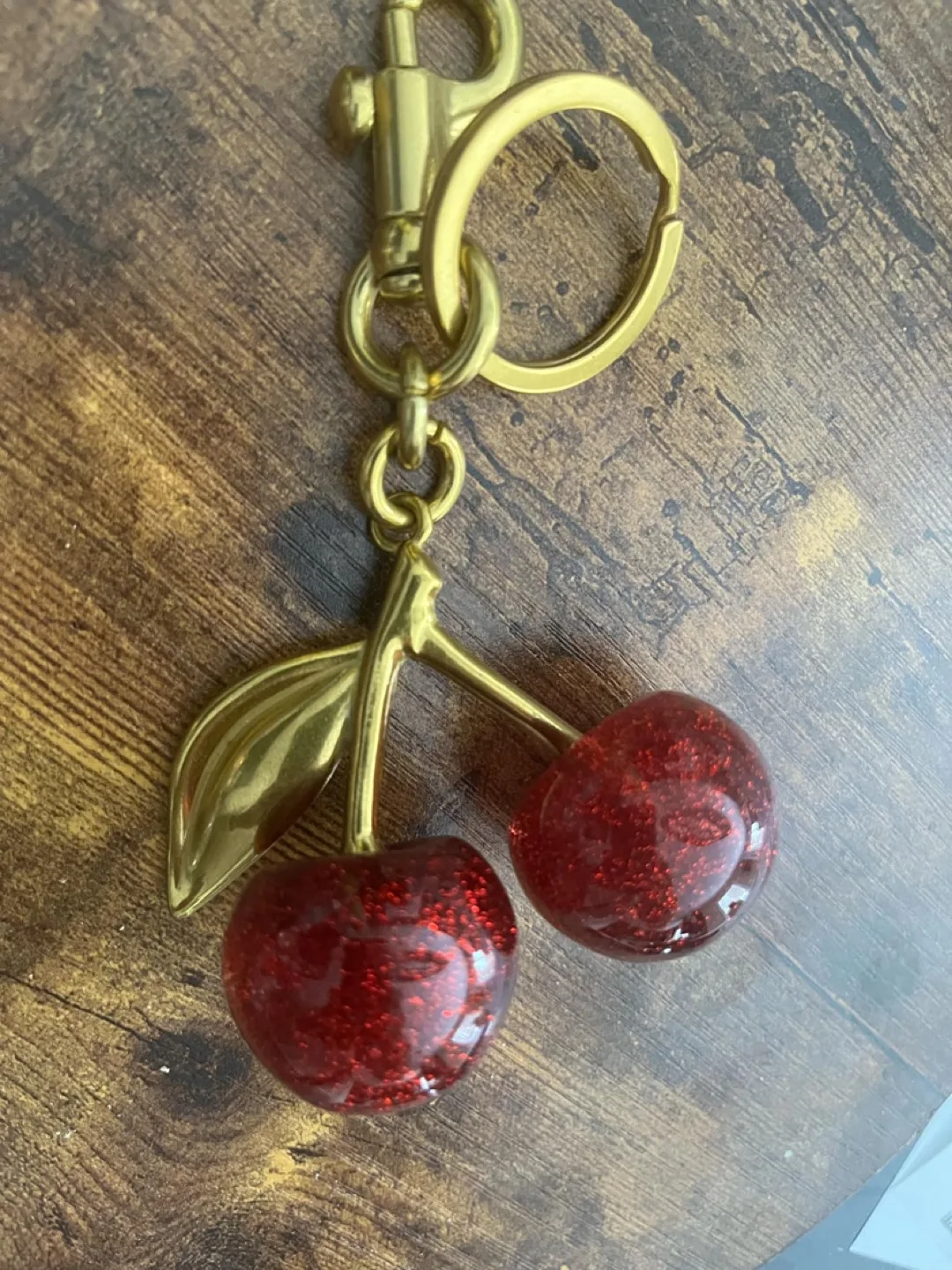Gold and Red Glitter Cherry purse/phone charm image indicator(4)