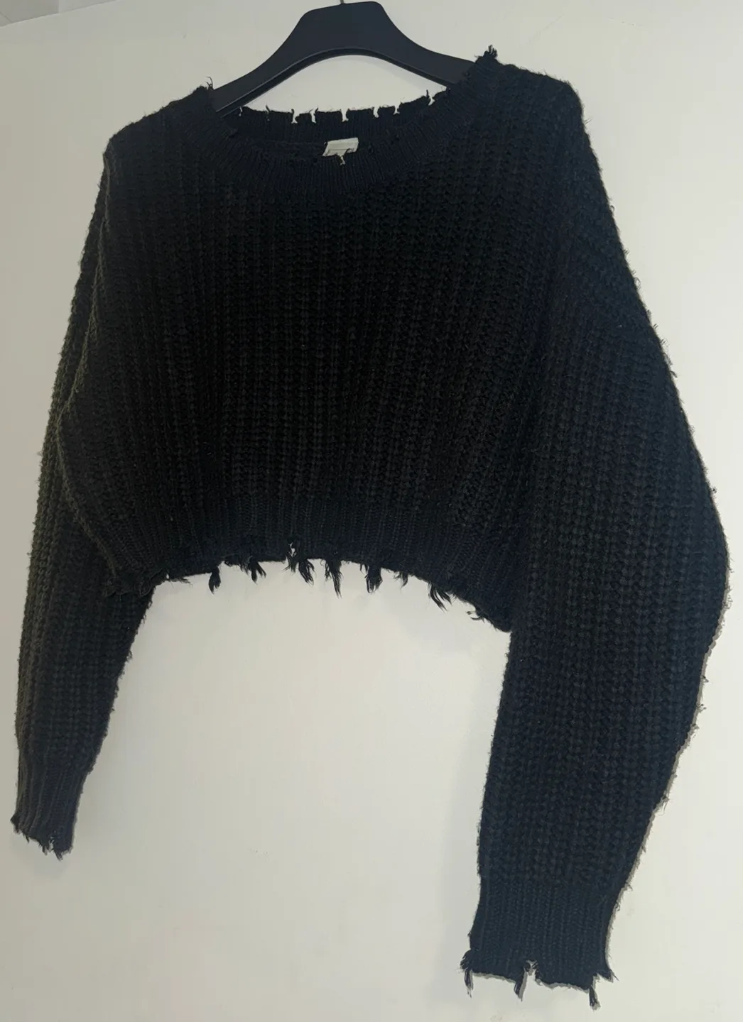 Black Cropped Knit Sweater thumbnail