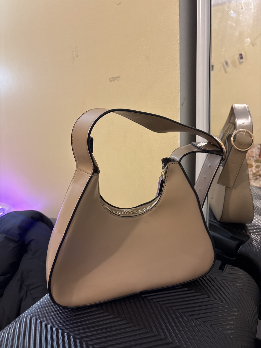 Beige Half-Moon Shoulder Bag - photo 3