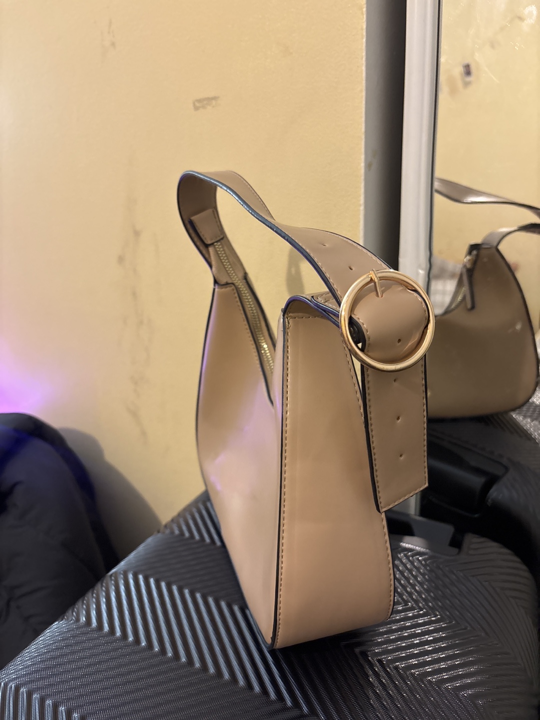 Beige Half-Moon Shoulder Bag - photo 2