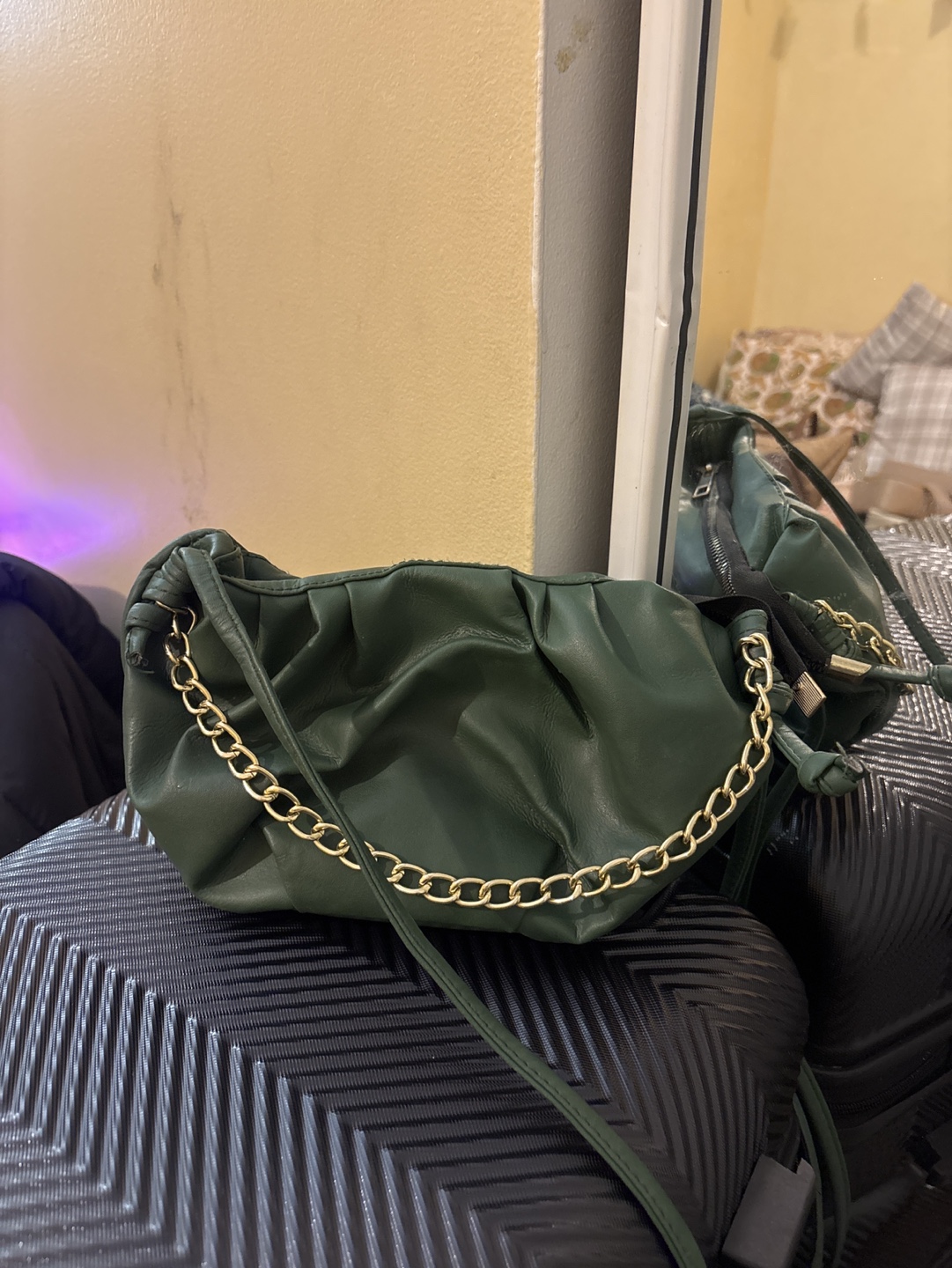 Dark Green Chain Strap Mini Bag