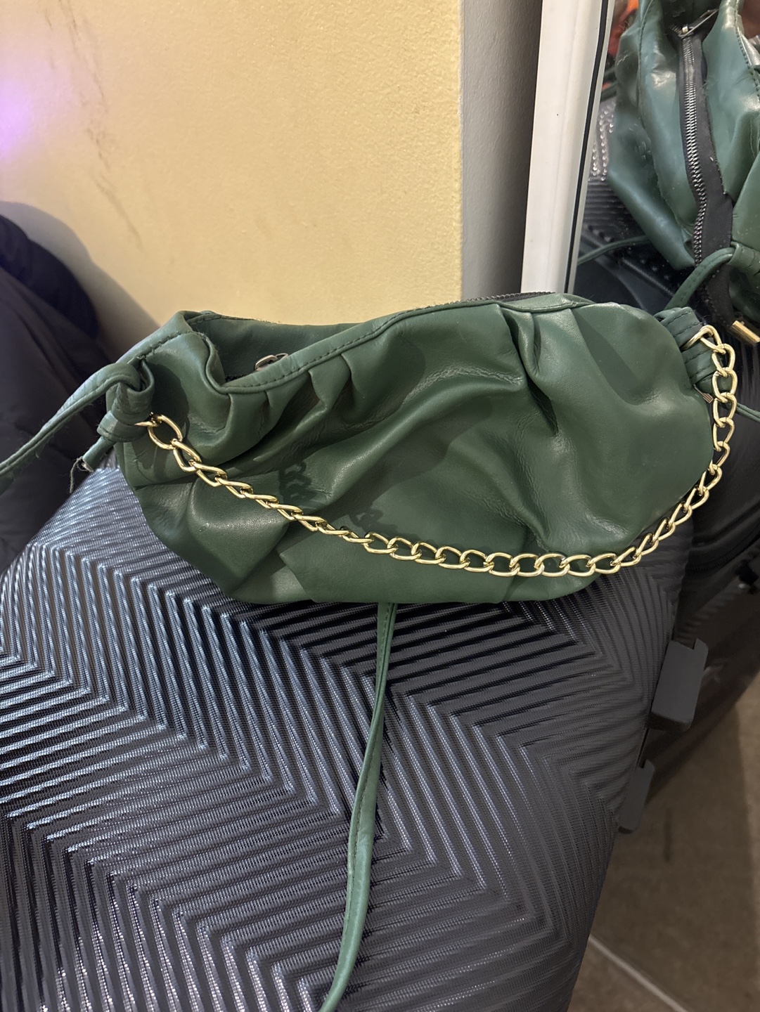 Dark Green Chain Strap Mini Bag - photo 3