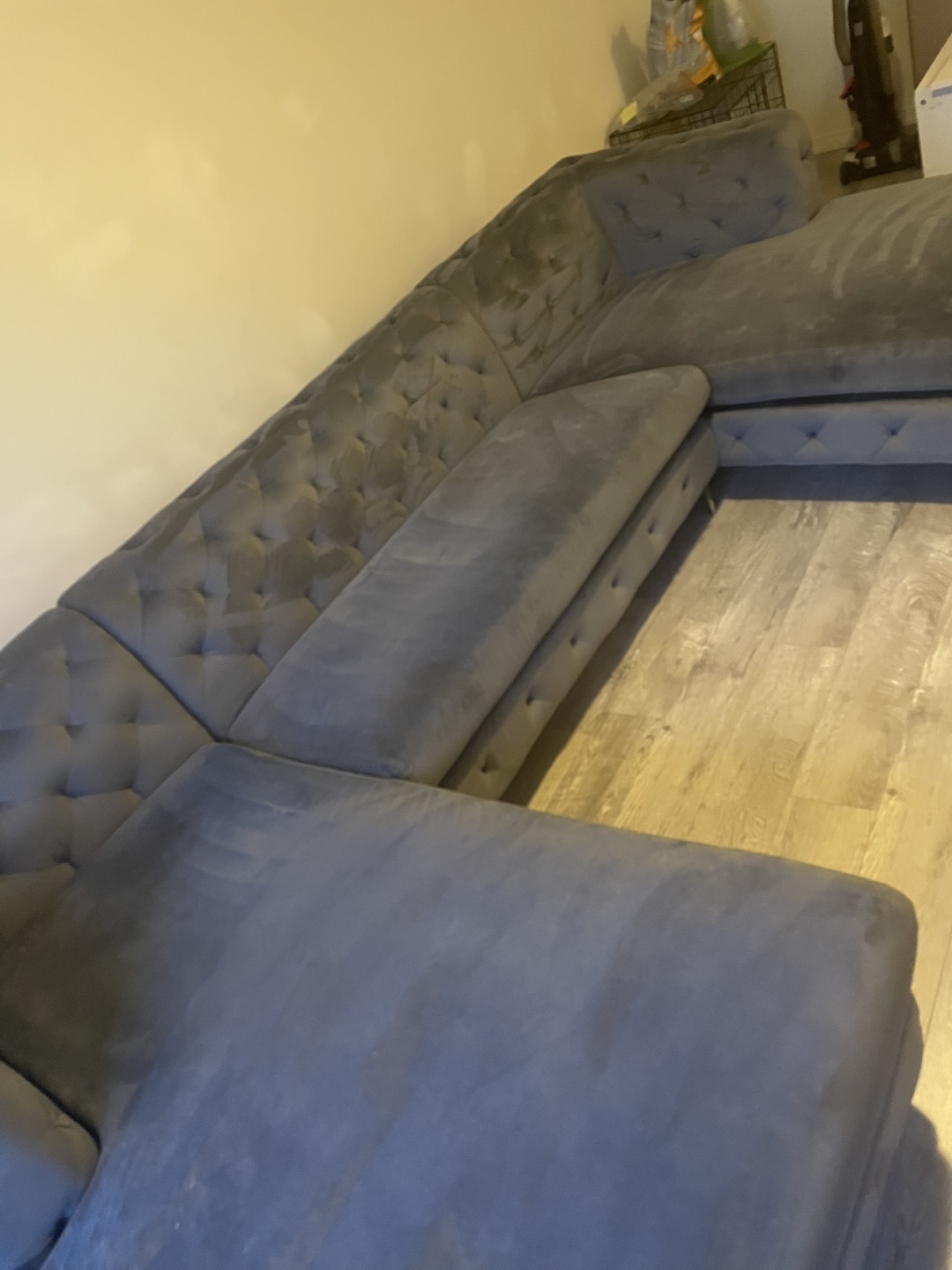 Grey Velvet U-Shaped Sectional Sofa - photo 3