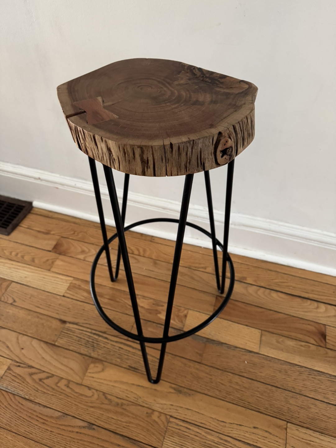 Rustic Live Edge Wood Bar Stool
