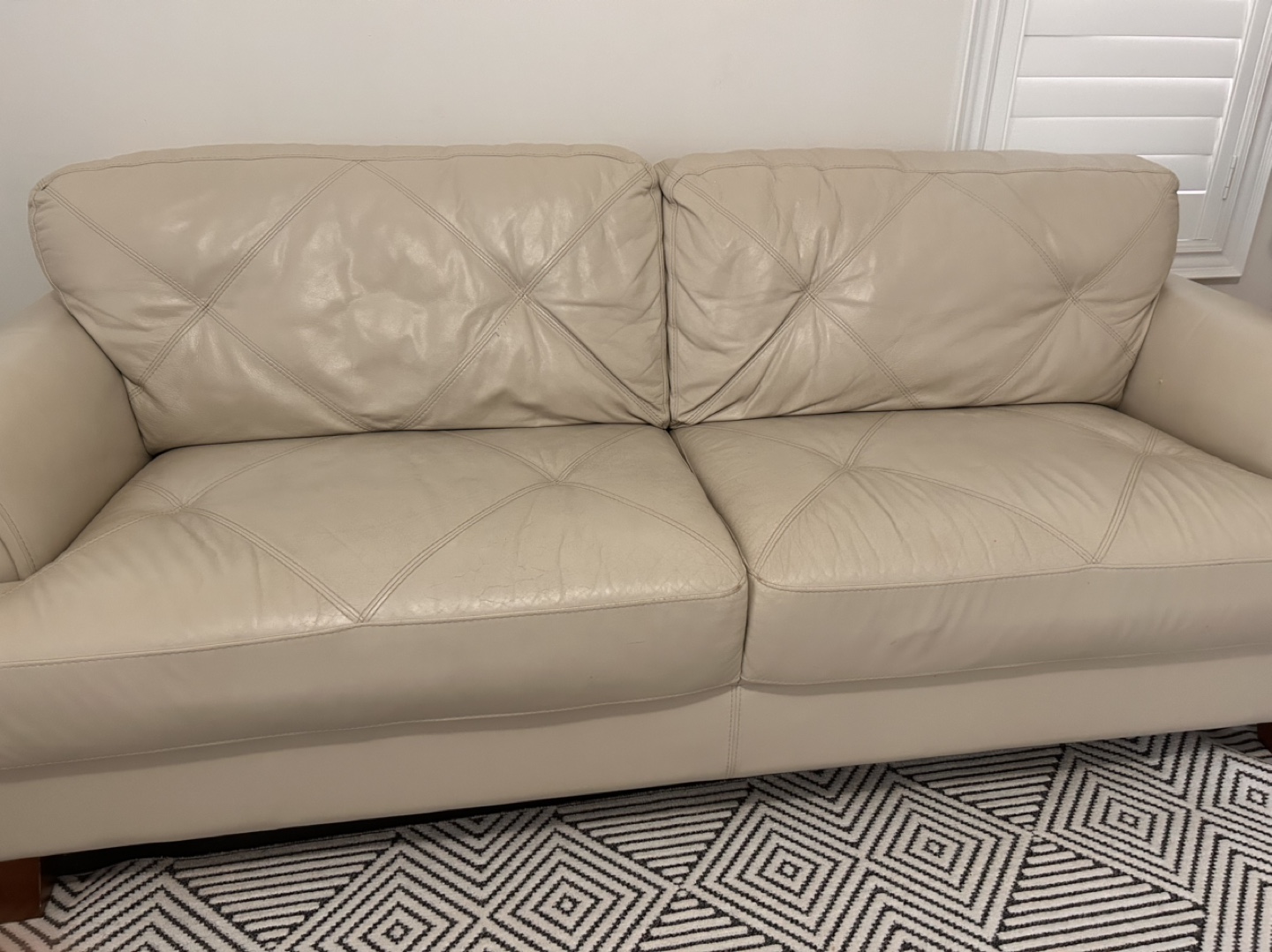 Cream Leather Sofa