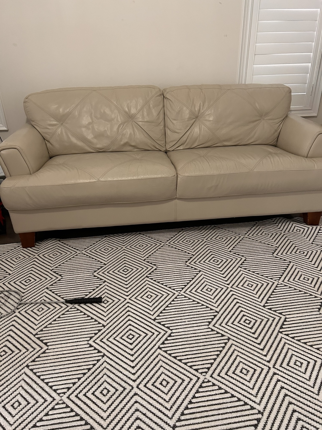Cream Leather Sofa - photo 2