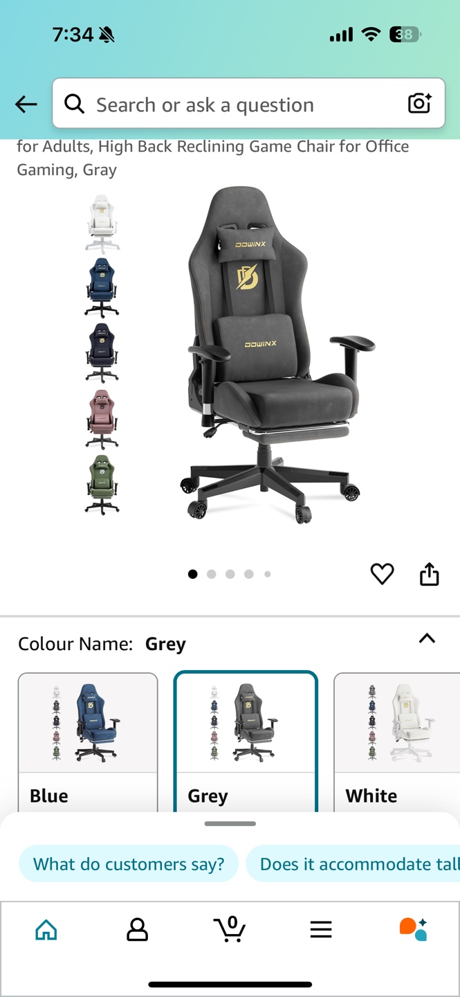 DOWINX Gaming Chair with Footrest - Grey - photo 3