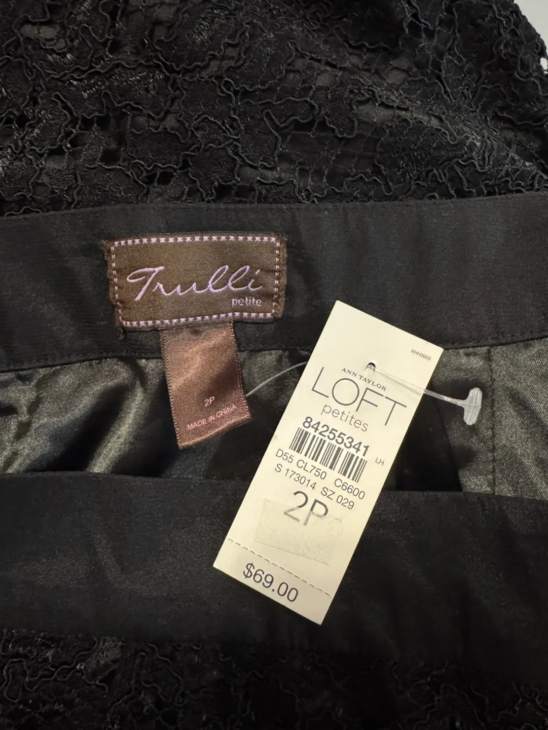 New With Tags! Ann Taylor Loft Black Lace Pencil Skirt | Size 2P image indicator(7)