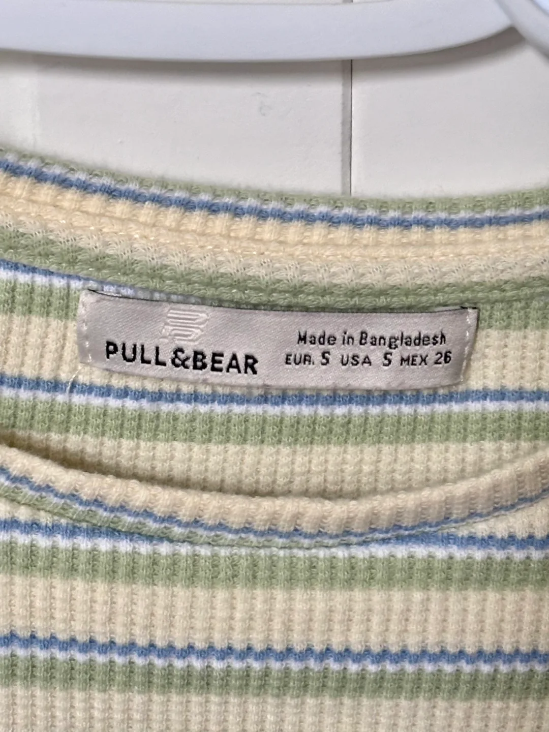 pull&bear striped ribbed crop top image indicator(3)