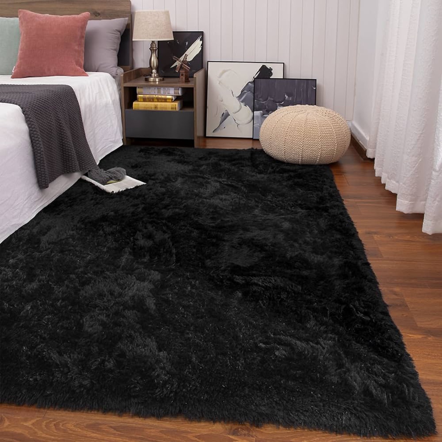 Luxurious Plush Faux Fur Rug 6x9 - Black - photo 2