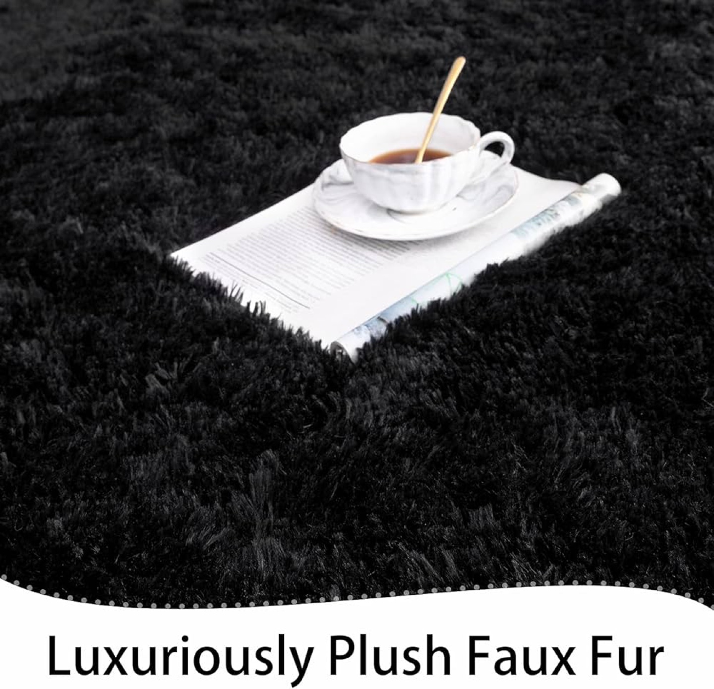 Luxurious Plush Faux Fur Rug 6x9 - Black - photo 4