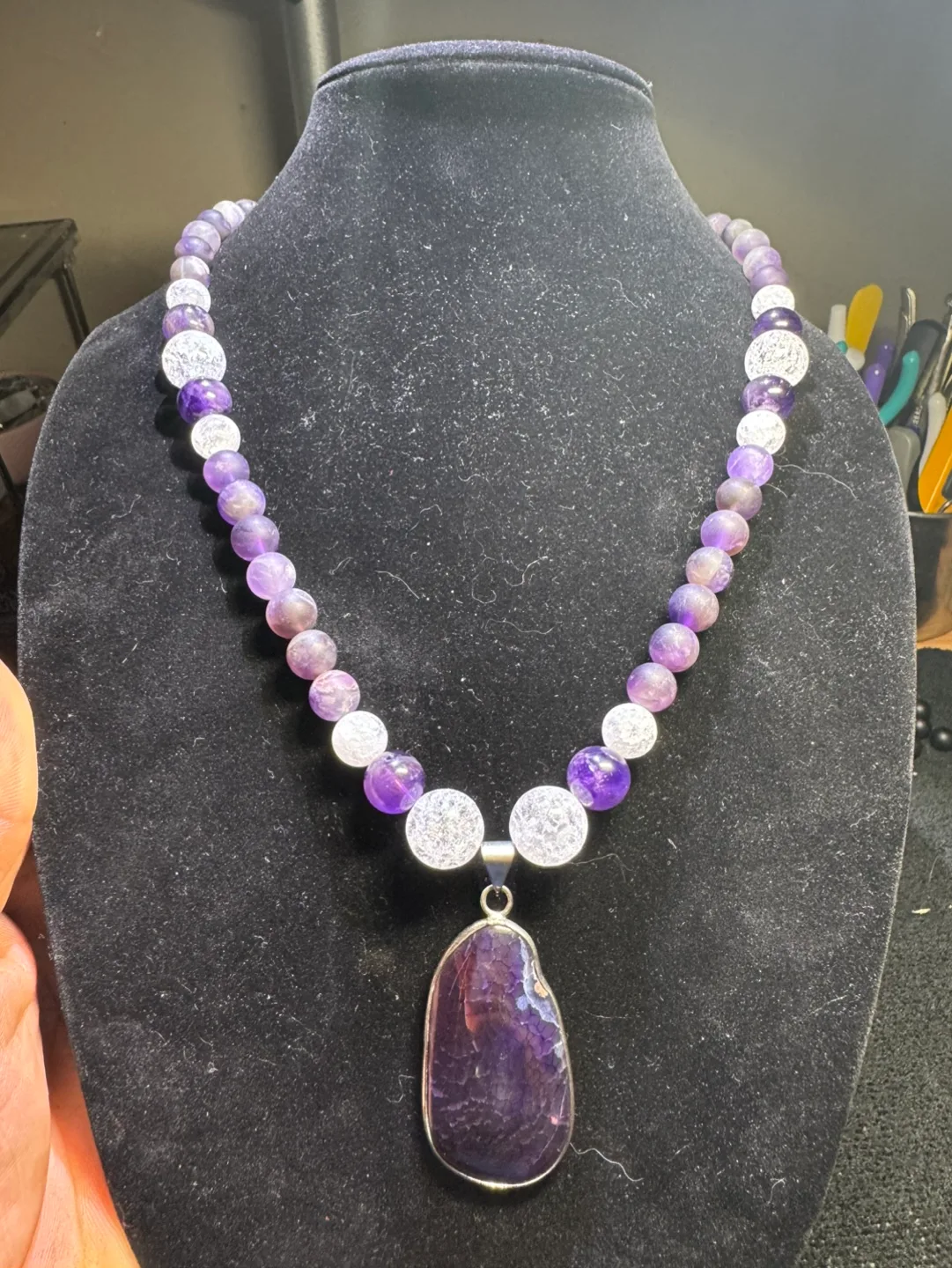 Amethyst and Crackle Quartz Beaded Set thumbnail