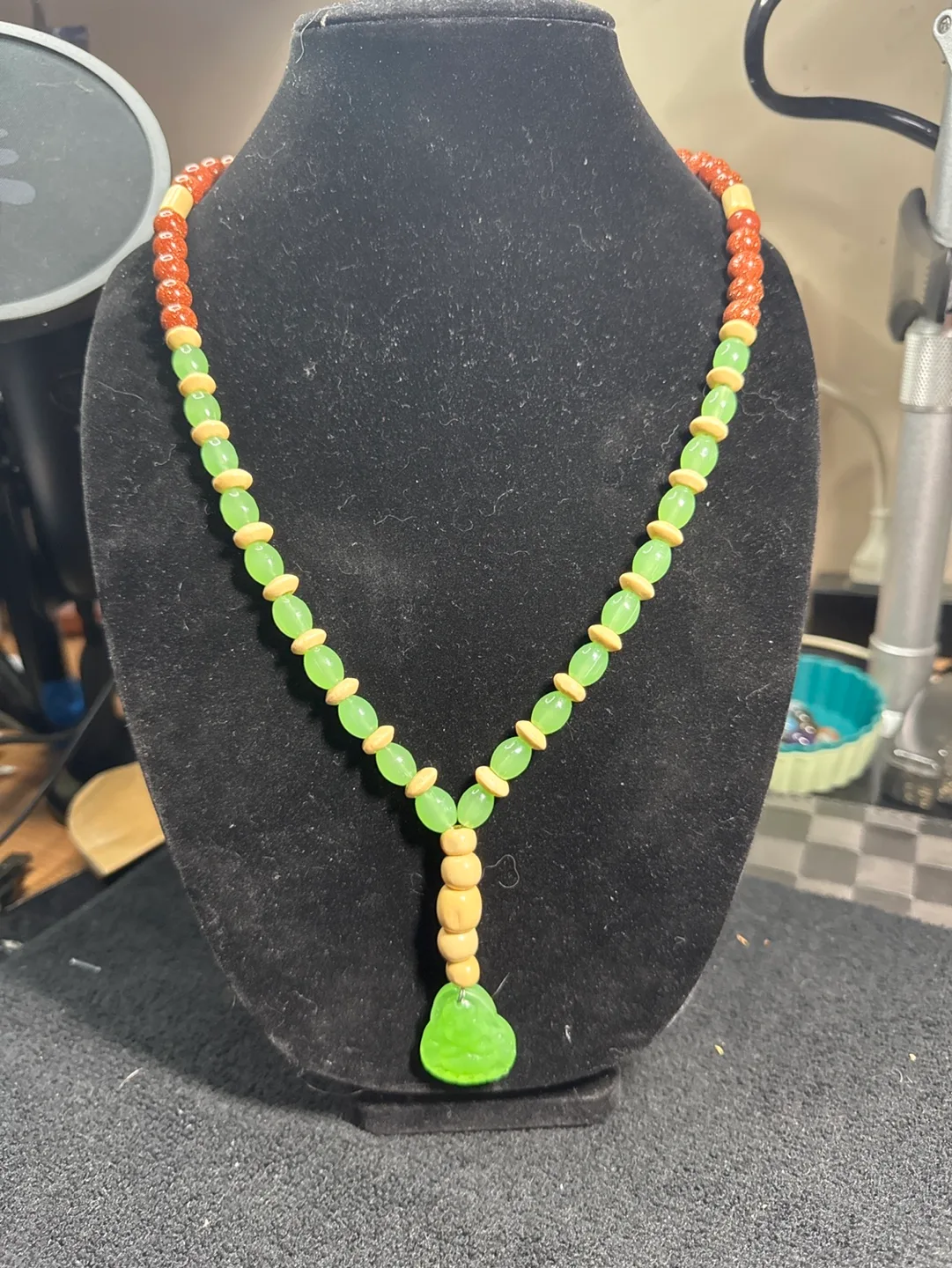 Beaded Moonstone Necklace with Pendant thumbnail