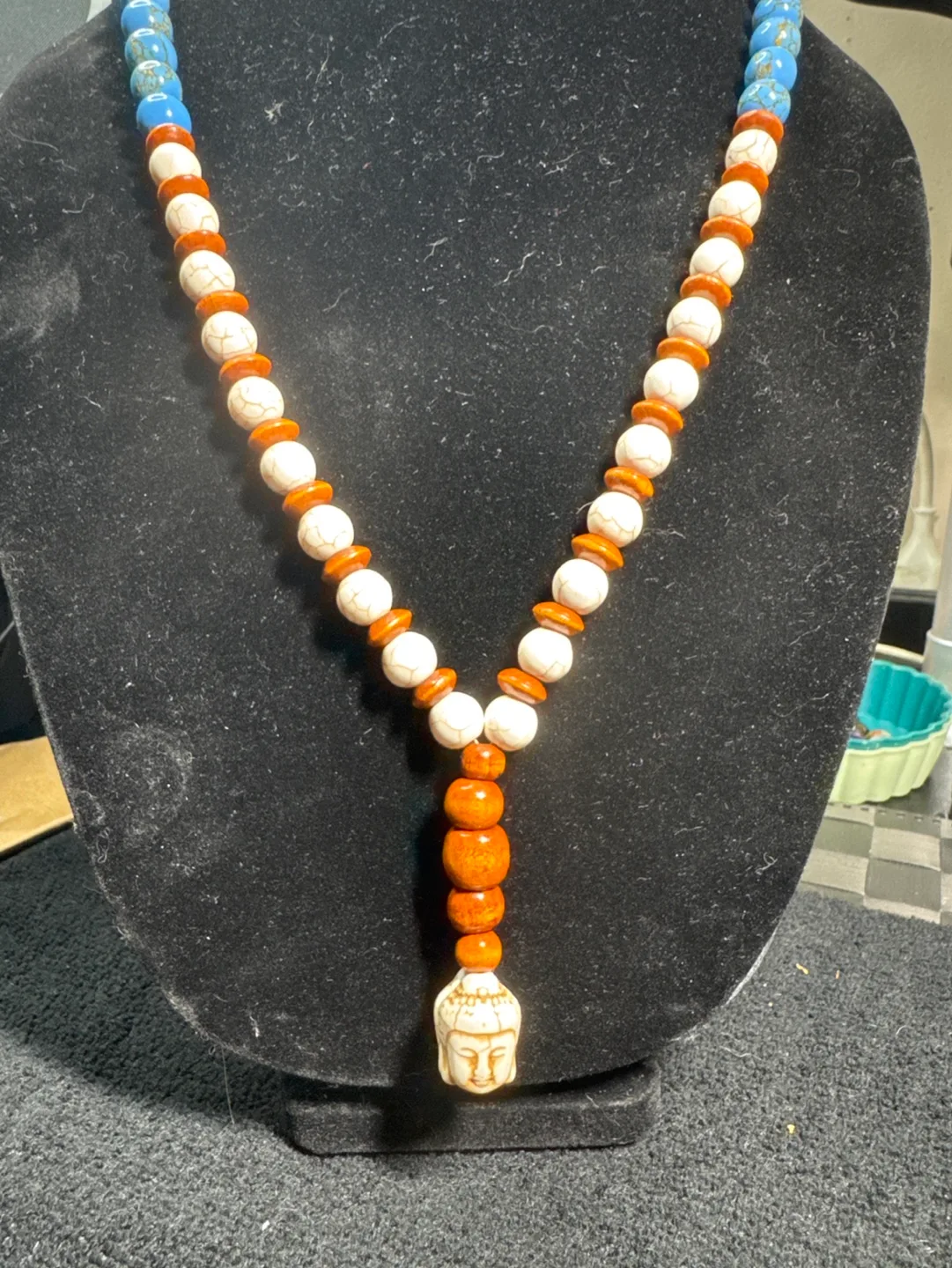 Beaded Necklace with Buddha Charm thumbnail