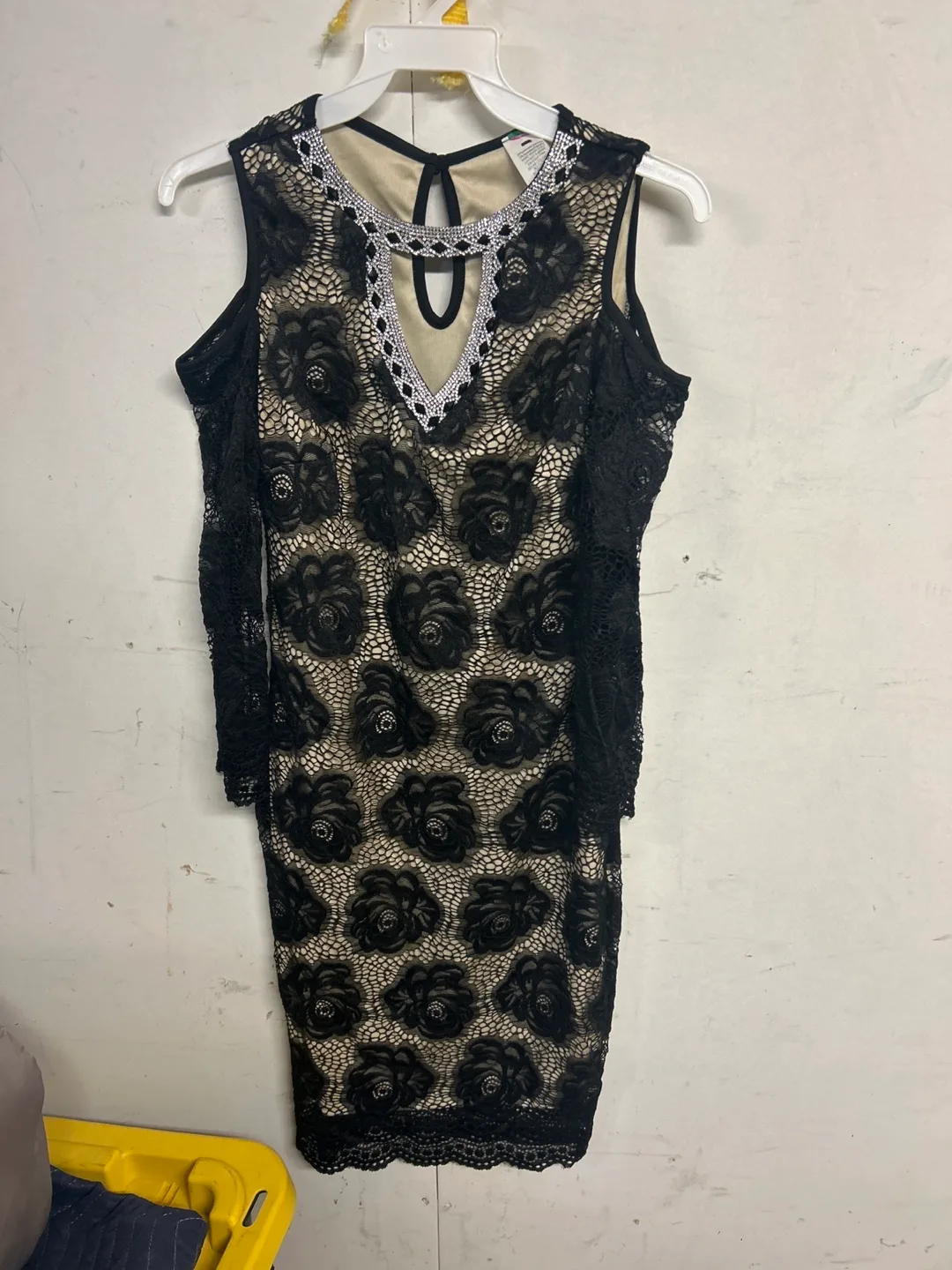 Black Lace Cold Shoulder Dress thumbnail
