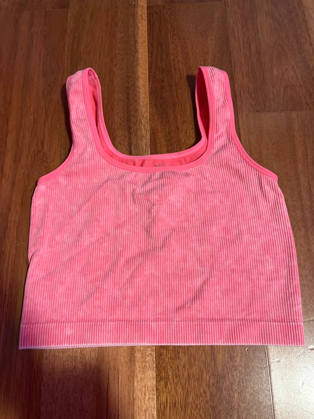 Pink Ribbed Crop Top - Size Small thumbnail