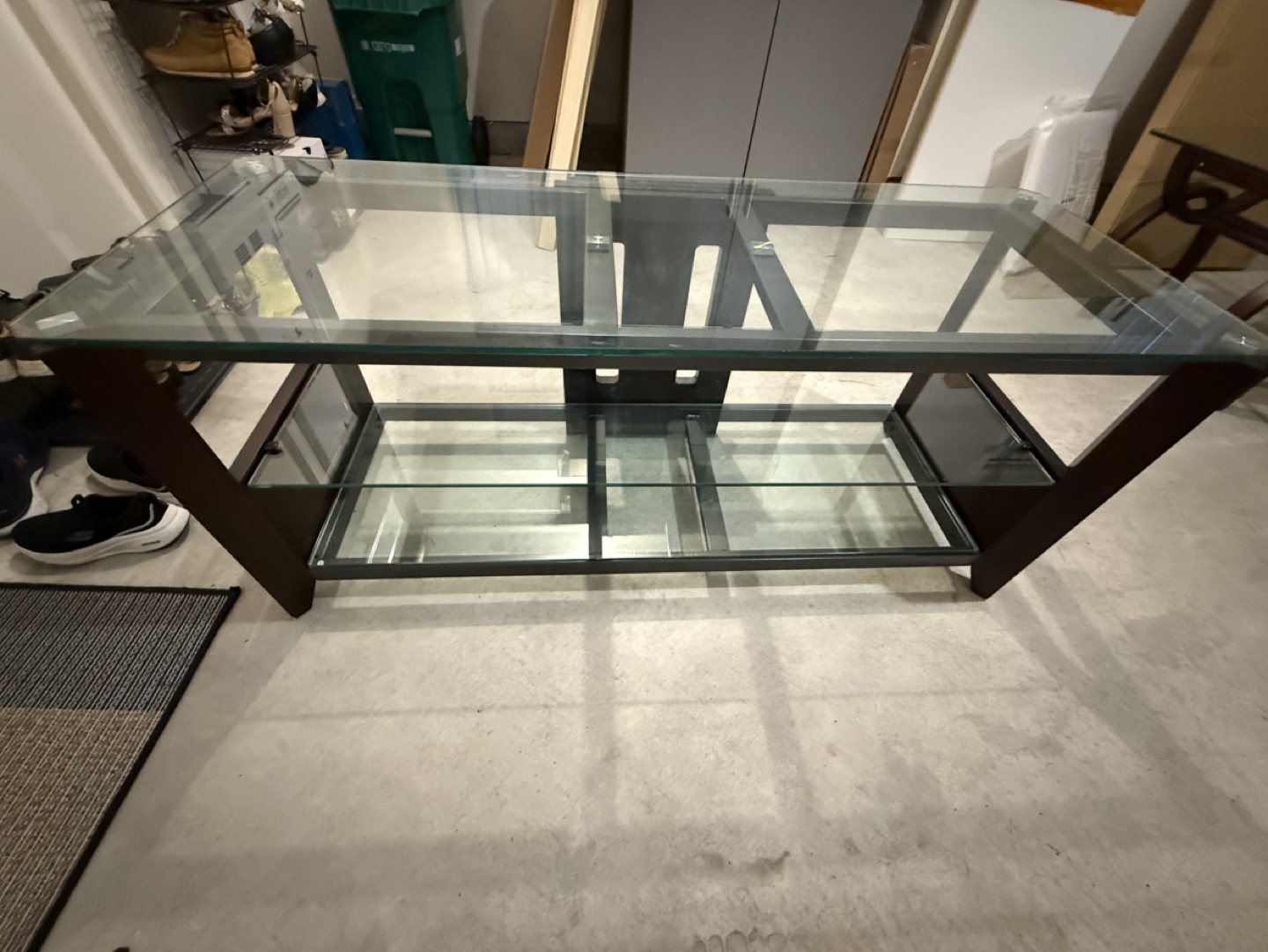 Glass top TV stand