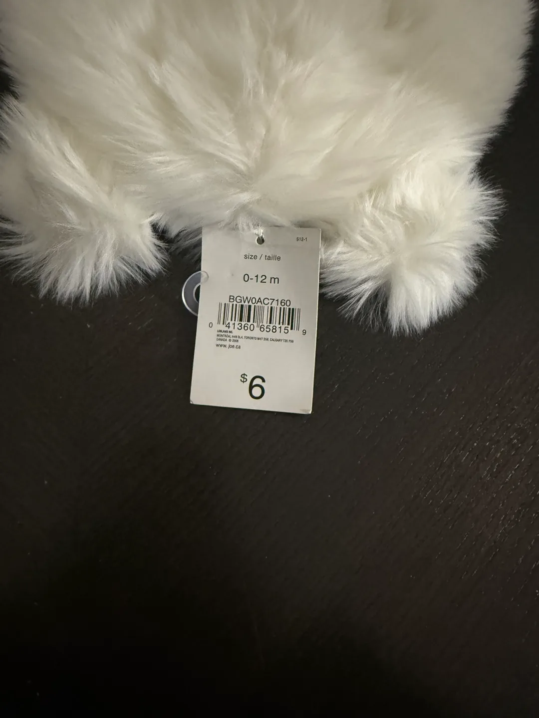 NEW Joe Fresh Baby White Fur Hat image indicator(3)