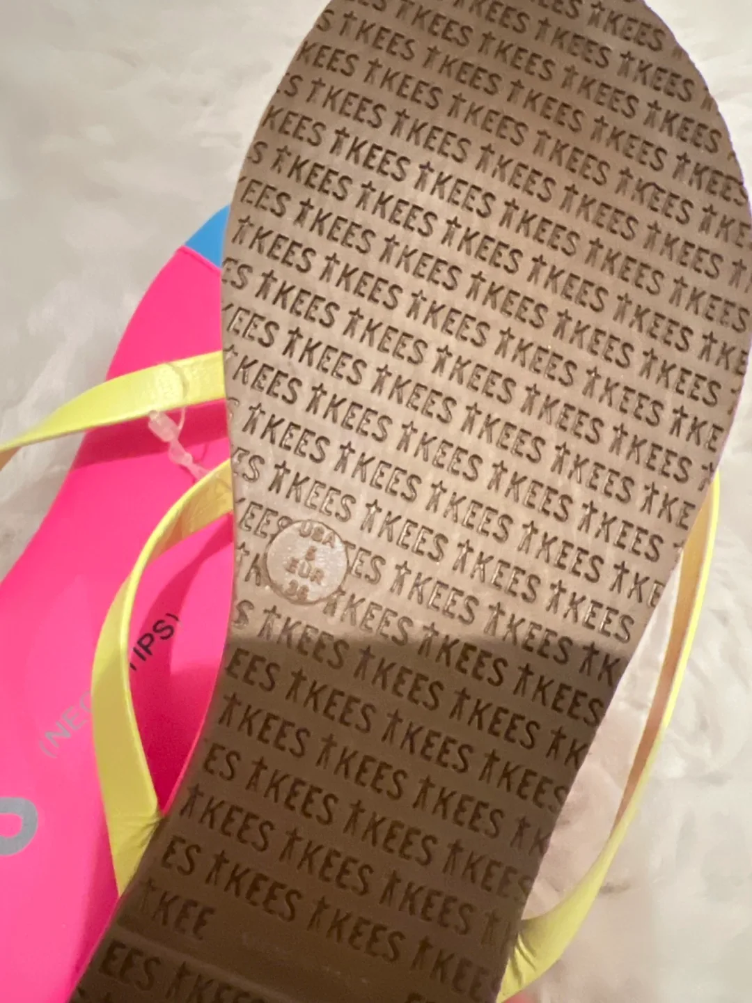 Brand New Tkees Neon Pink and Teal Flip-Flops image indicator(2)