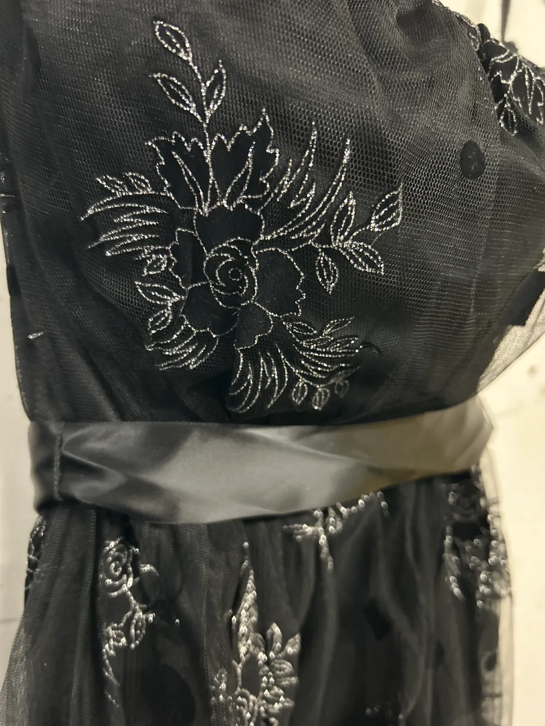 Black Strapless Embroidered  Dress image indicator(2)