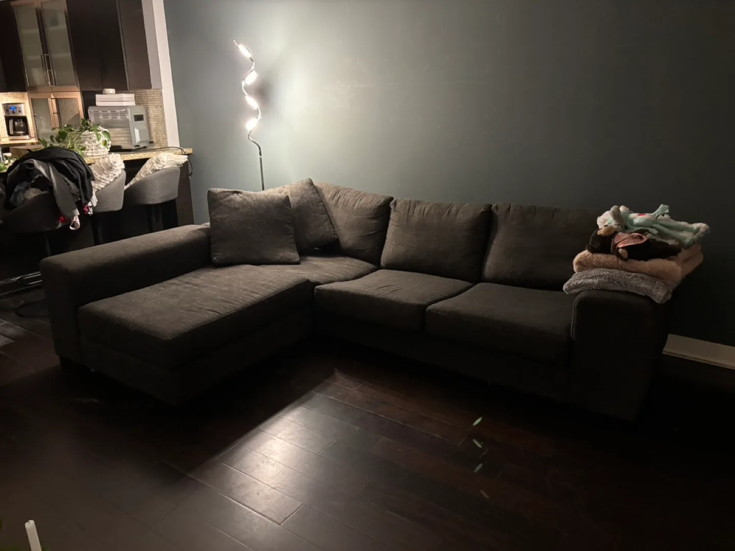 Dark Grey L-Shaped Sectional Sofa thumbnail