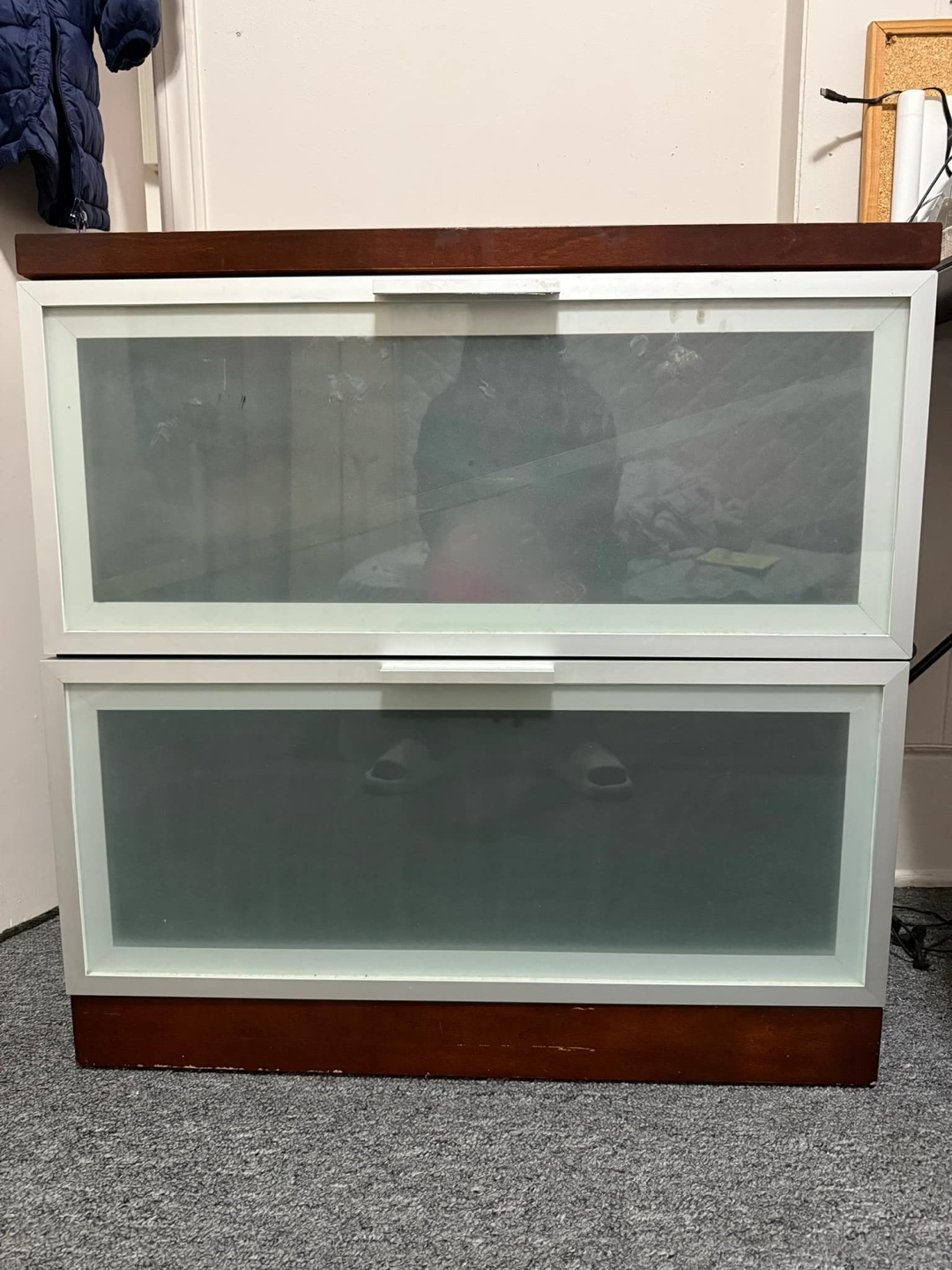 Two-Drawer Nightstand with Frosted Glass