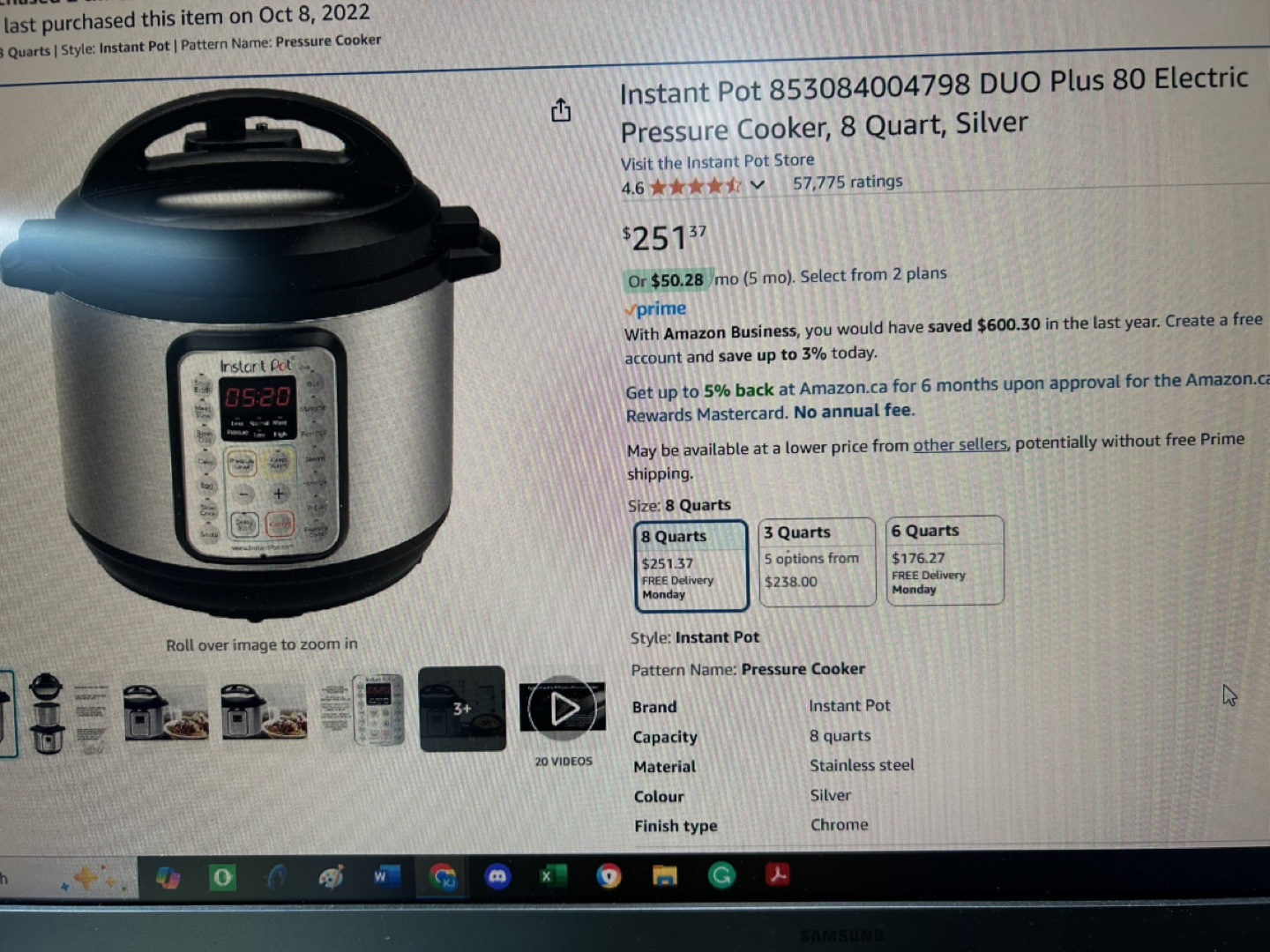 Instant Pot Duo Plus 8 Quart Electric Pressure Cooker - Silver