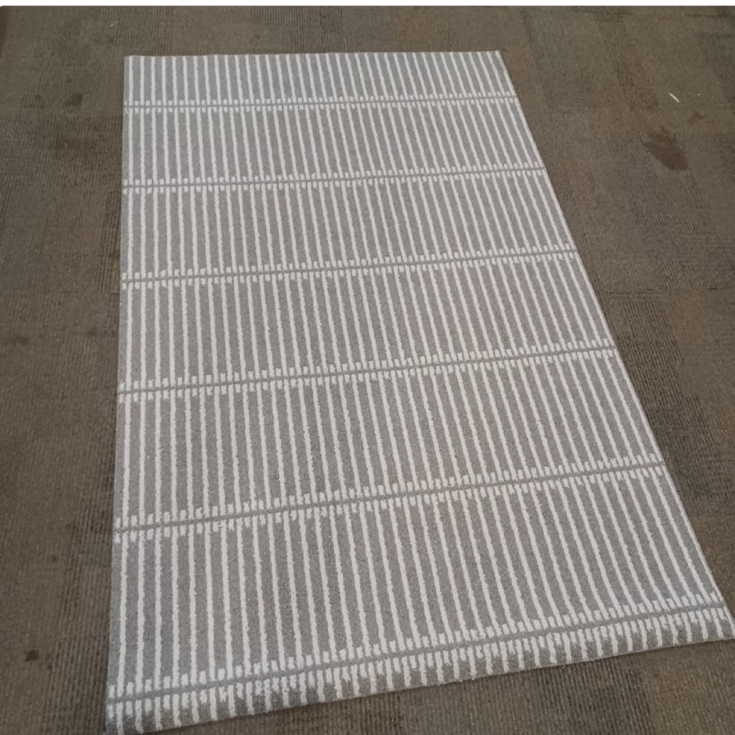 Grey and White Striped Rug - photo 2