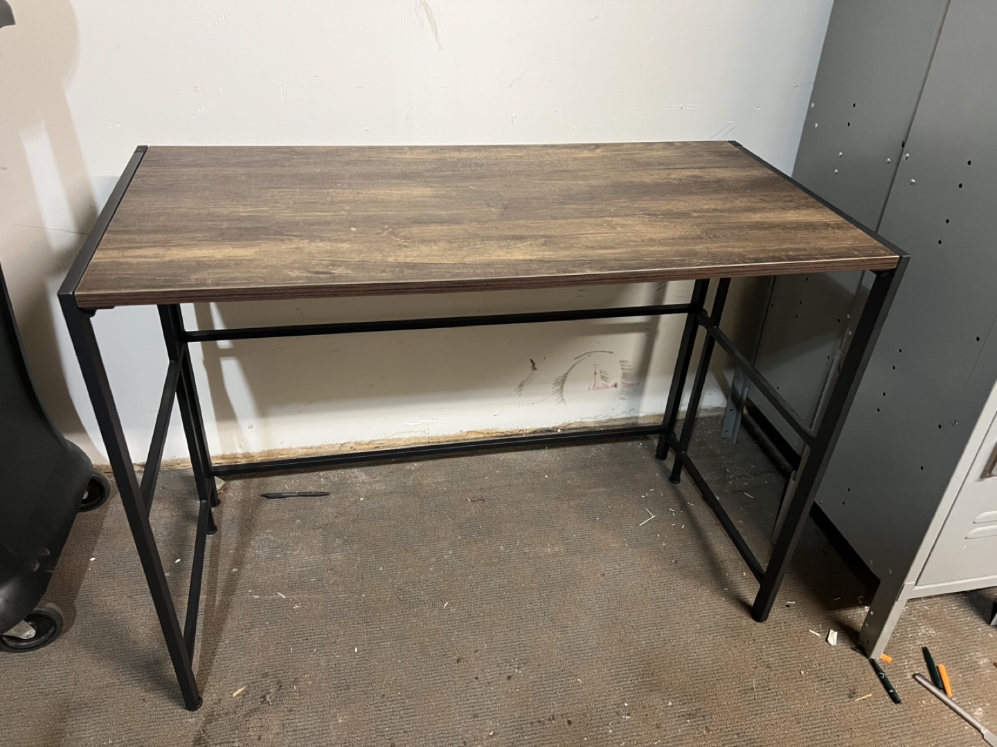 Modern Wood-Top Computer Desk with Black Metal Frame
