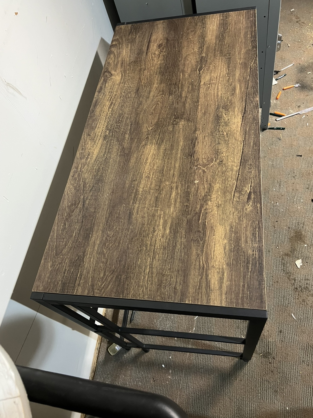 Modern Wood-Top Computer Desk with Black Metal Frame - photo 5