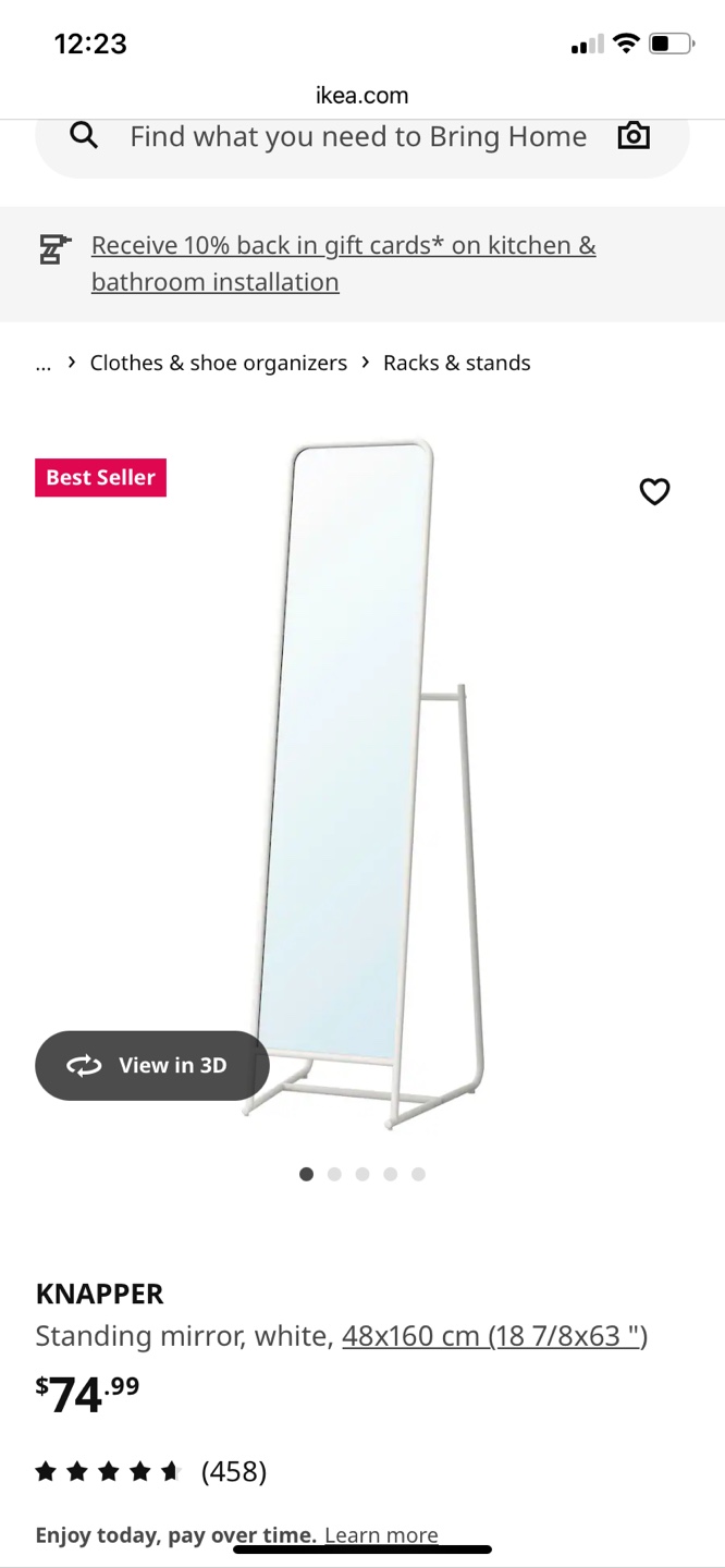 IKEA KNAPPER Full-Length Standing Mirror - White