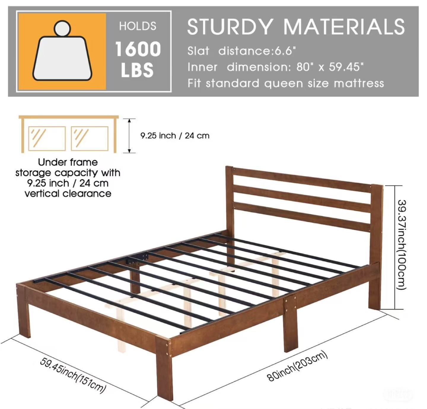Brand new Queen Size Wooden Platform Bed Frame with Headboard - photo 2