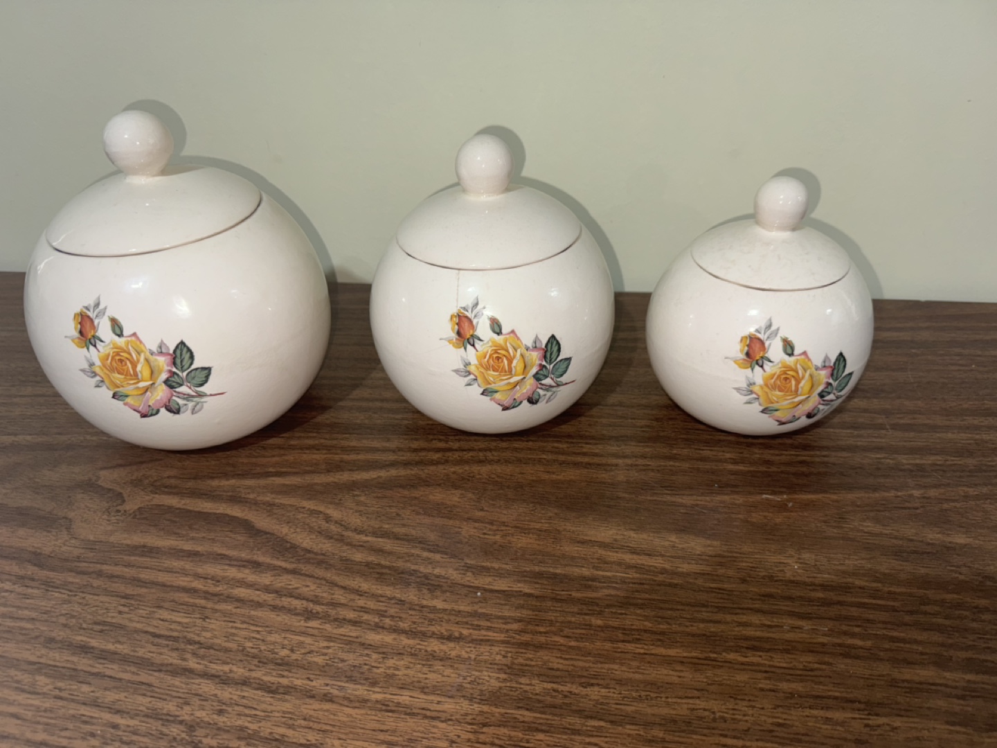 Vintage Floral Ceramic Canisters Set of 3
