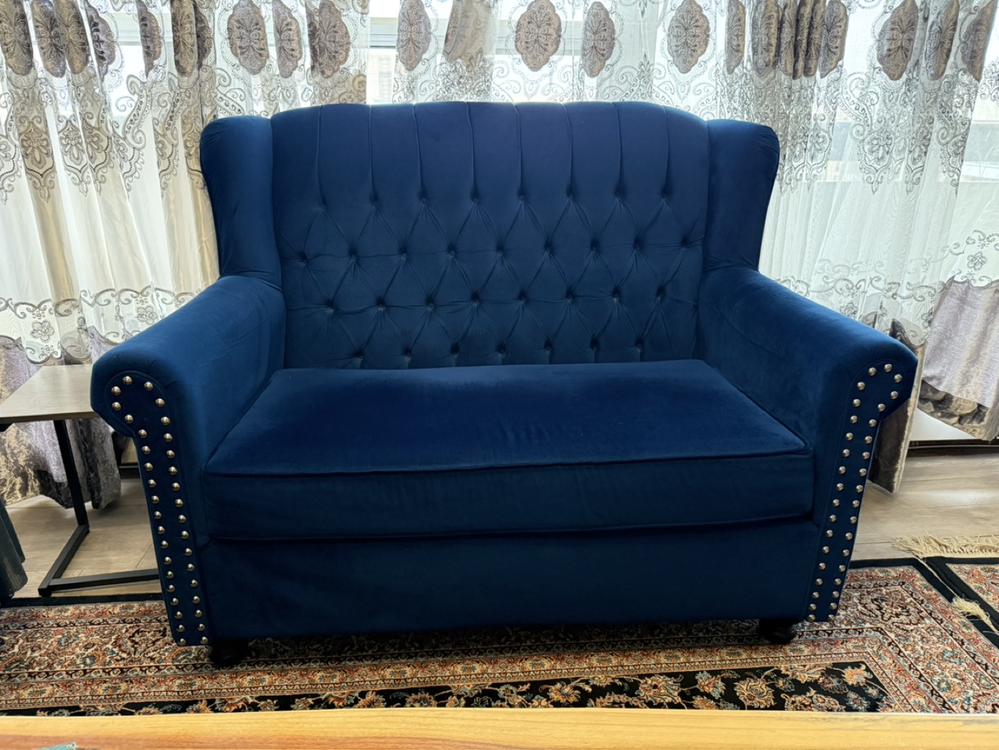 Elegant Blue Velvet Sofa Set - photo 3