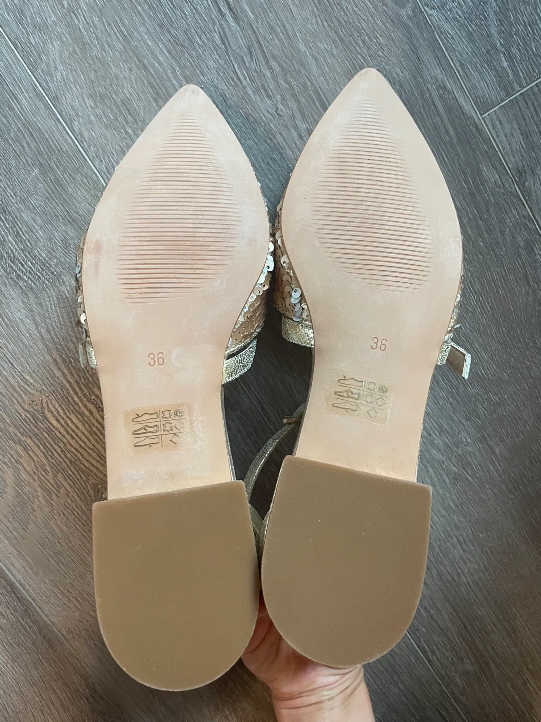 Gold Sequin Ballet Flats Size 36 image indicator(3)