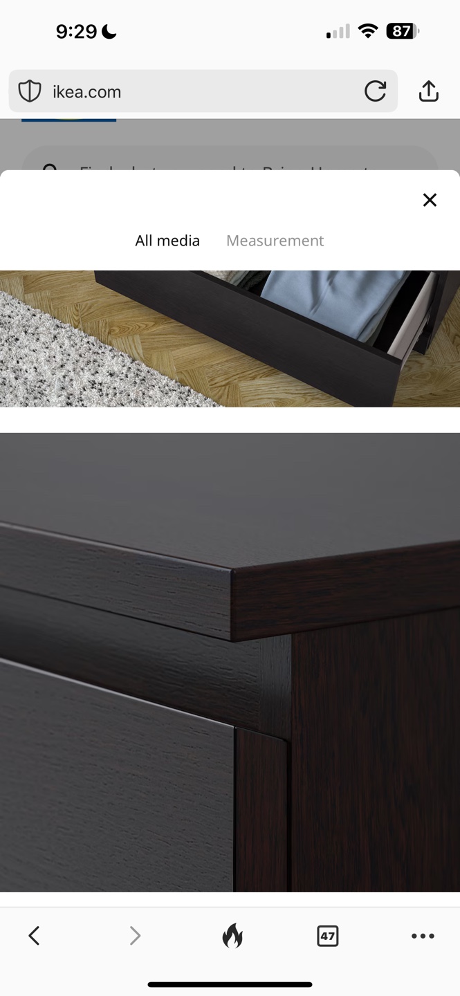 Ikea Malm Black Six-Drawer Dresser with Glass Top - photo 4