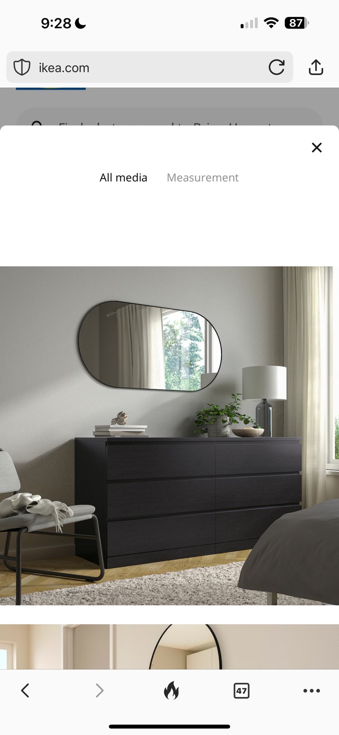 Ikea Malm Black Six-Drawer Dresser with Glass Top - photo 3